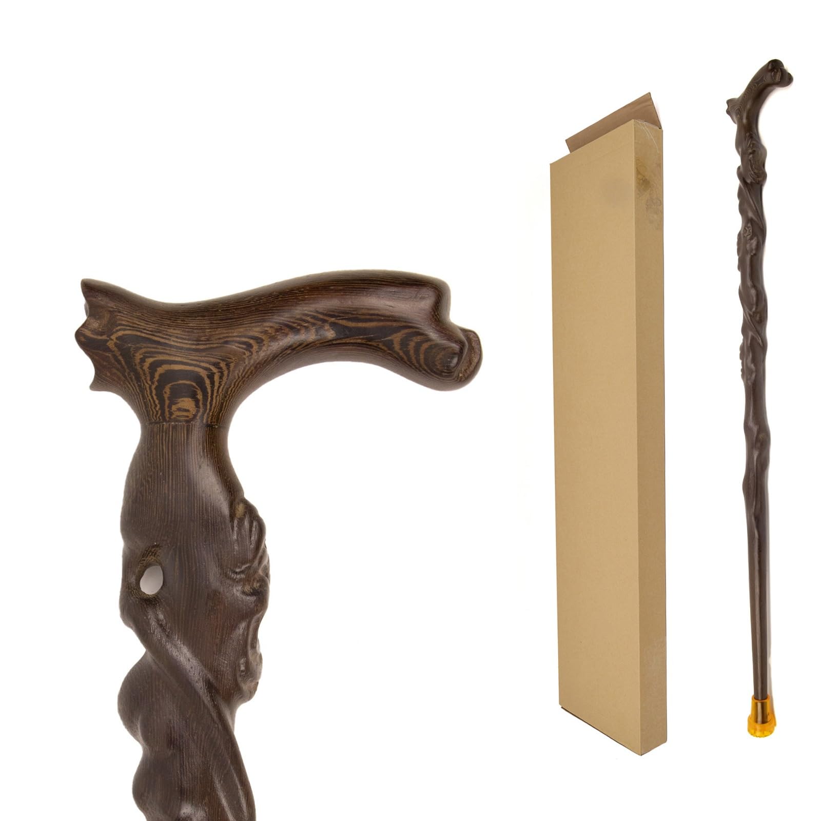 Madera Bastón de Caminar con Empuñadura Ergonomica – Estilo Gentleman para Mayores Hombres Mujeres Cosplay Colección & Regalo