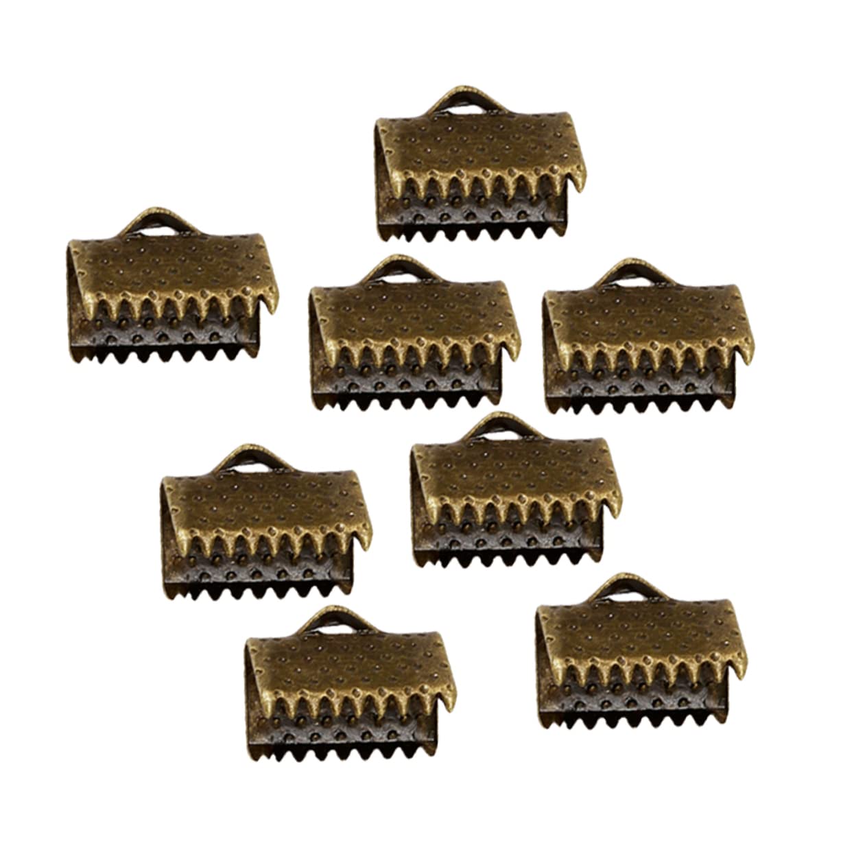 Operitacx DIY Jewelry Accessories 100pcs 1.6cm Metal Fastener Clasps Plated Ribbon Ends Cord Ends Buckles Zipper Clips for Necklace Bracelet Making
