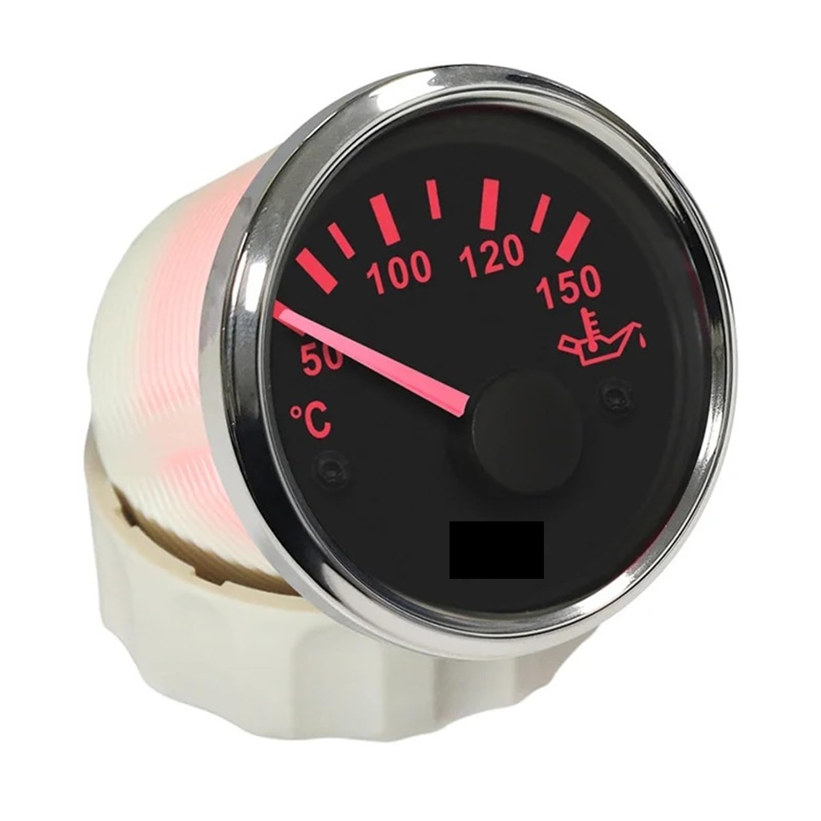 Medidor de temperatura del aceite del barco del camión del coche de 52mm 50-150 grados 12V 24V con luz de fondo amarilla/roja Monitoreo estable(Black)