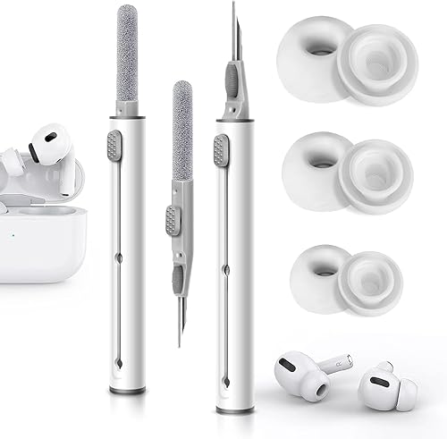 3 pares de almohadillas de repuesto para AirPods Pro y 2 generación con orificio de reducción de ruido y kit de limpieza 3 en 1 para AirPods 1 2 3