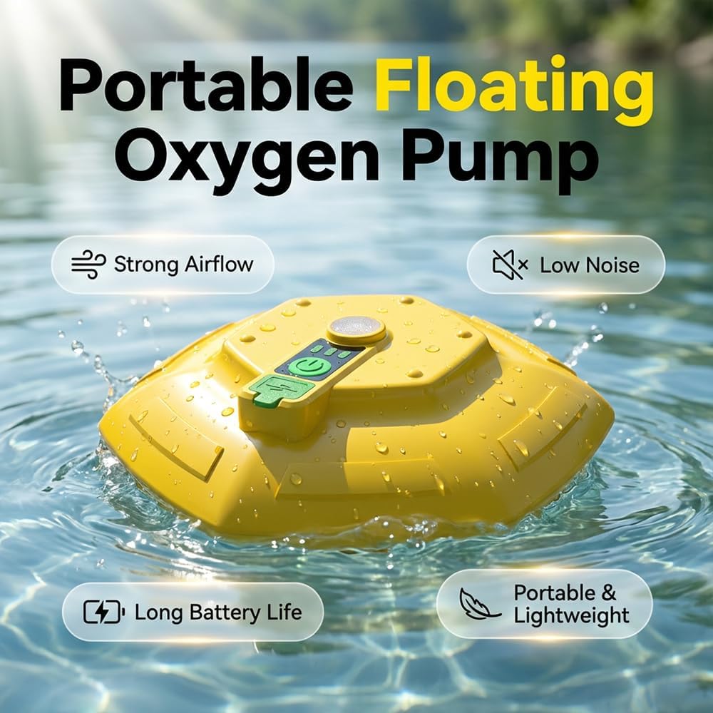 Floating Bait Aerator, 2026 New Rechargeable Aerator, Portable Fish Tank Aerator for Fishing Trips, IPX7 Aerator for Anglers