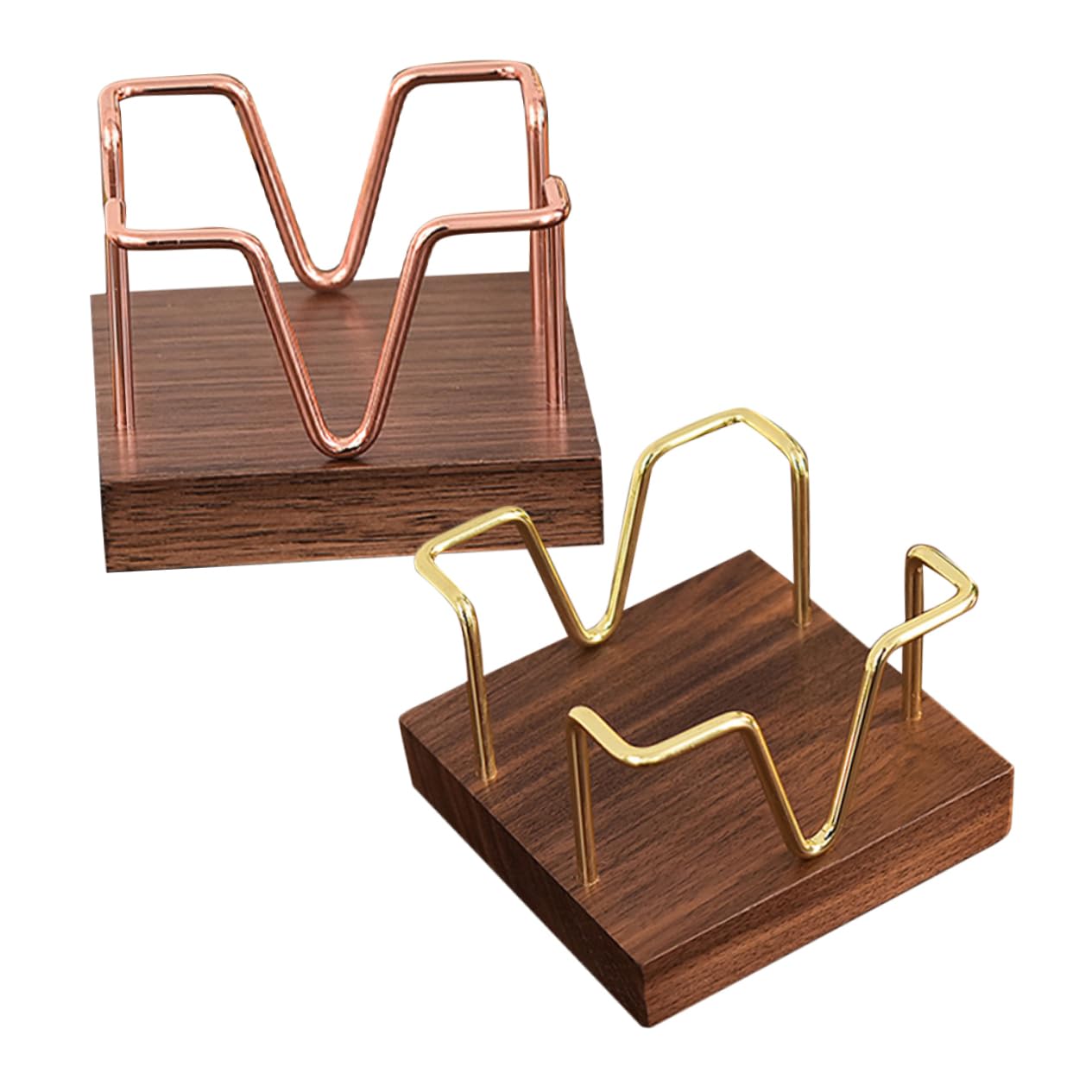 Housoutil 2pcs Wooden Note Pad Dispenser Elegant Hollow Frame Organizer for Office Study Home Decor Compact Memo Holder for Efficient Storage and Minimal Footprint