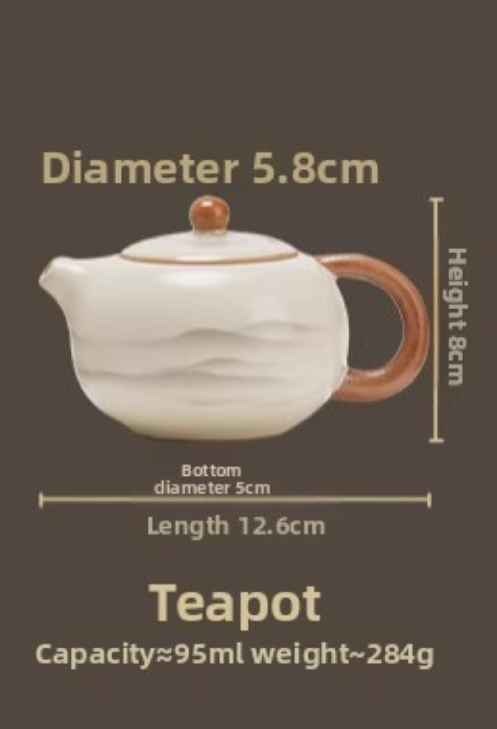 Beżowy Ru Kiln Ceramics Xishi Pot Czajniczek 9 szt. Zestaw, 100 ml 93.6 g, Gospodarstwo domowe Odbiór Gości Kungfu Zestaw Herbaty Garnitur