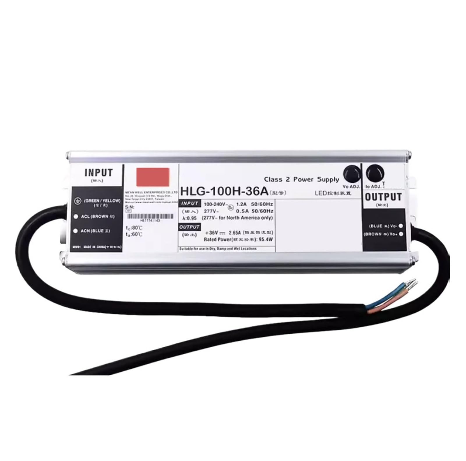 BRODEFUP 100W Constant Voltage + Constant Current Driver HLG-100H 20V 24V 30V 36V 42V 48V 54V(HLG-100H-30B)
