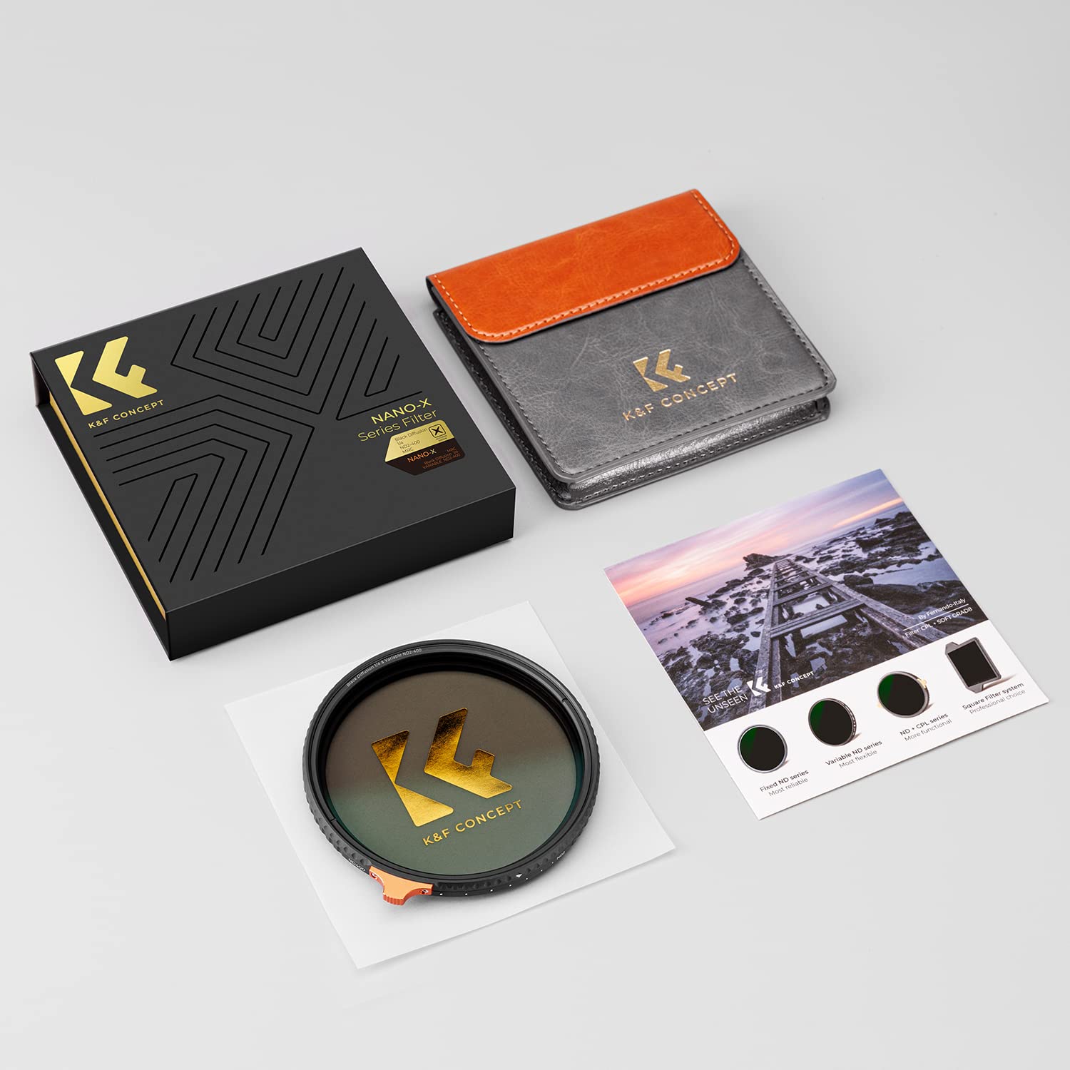 K&F CONCEPT Filtr 55 mm Black Mist 1/4 i zmienny ND2-ND400 filtr wielofunkcyjny 2 w 1 (seria Nano Xcel)