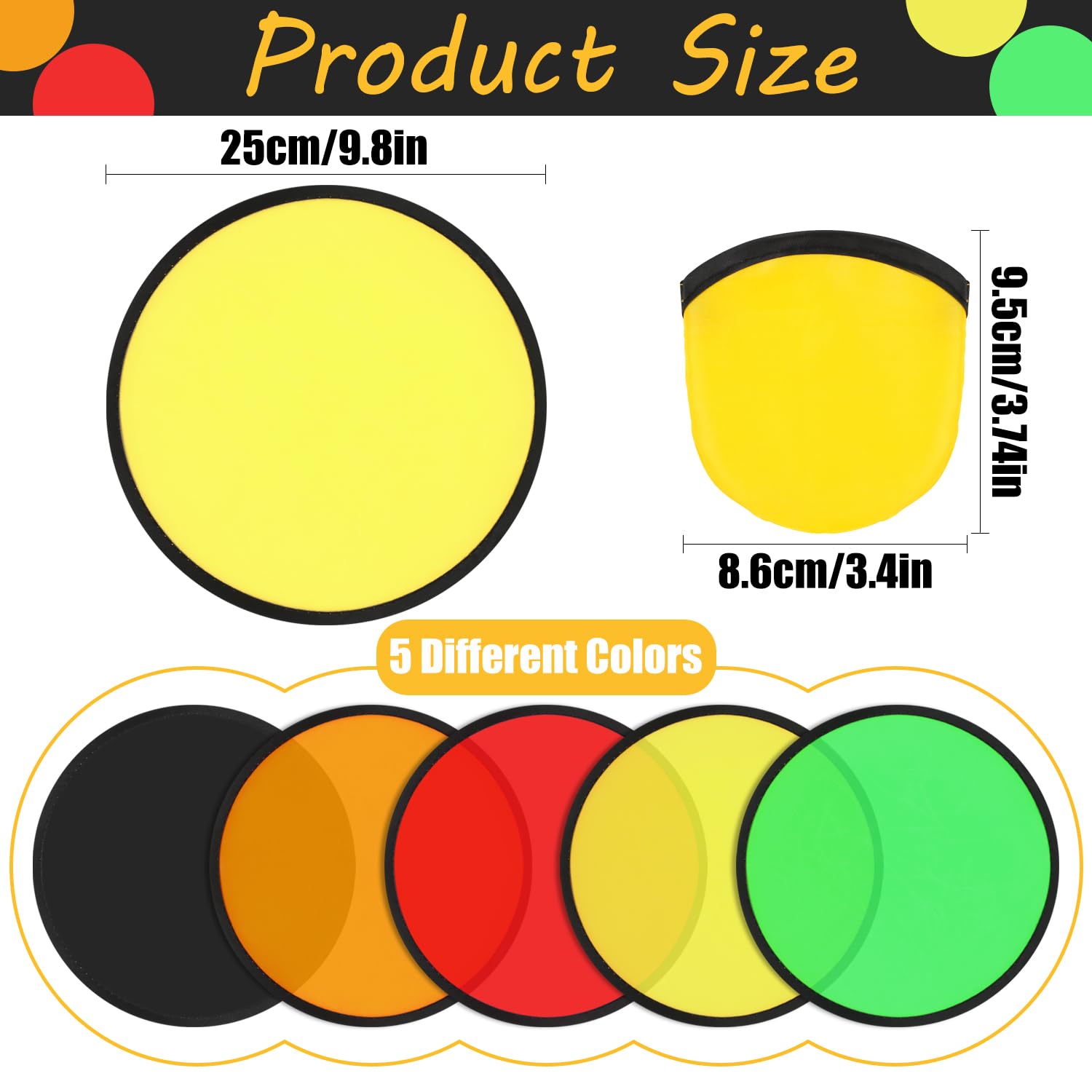 Aunifun 10 PCS Foldable Flying Disc Fans Set with Bag Folding Pocket Beach Flying Disc for Party Favors Summer Outdoor Activity