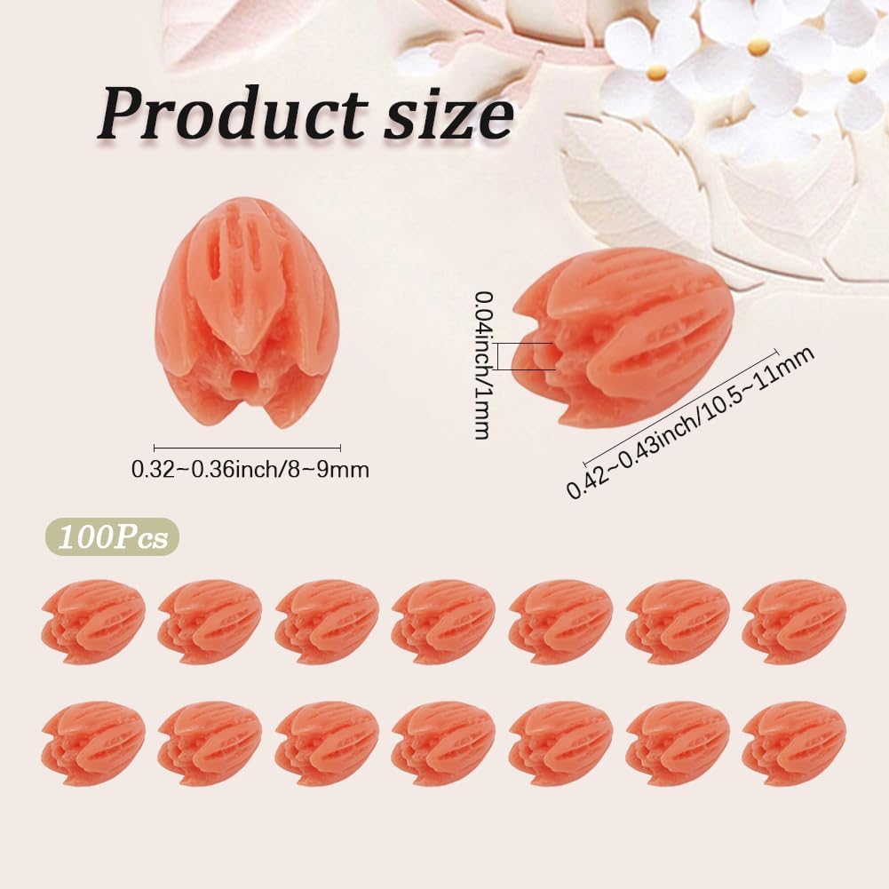 SUNNYCLUE 1 Box 100Pcs 10Mm Flower Beads Artificial Jasmine Flower Beads Dyed Synthetic Coral Floral 3D Carved Loose Spacers for Jewelry Making Supplies DIY Earrings Bracelets Necklace Crafts - Image 2
