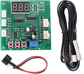 PWM Driver Module, DC 12V 24V 48V PWM 4-Wire Fan Temperature Controller with Digital Display 2 Channel Temperature Governor for PC Fan/Alarm
