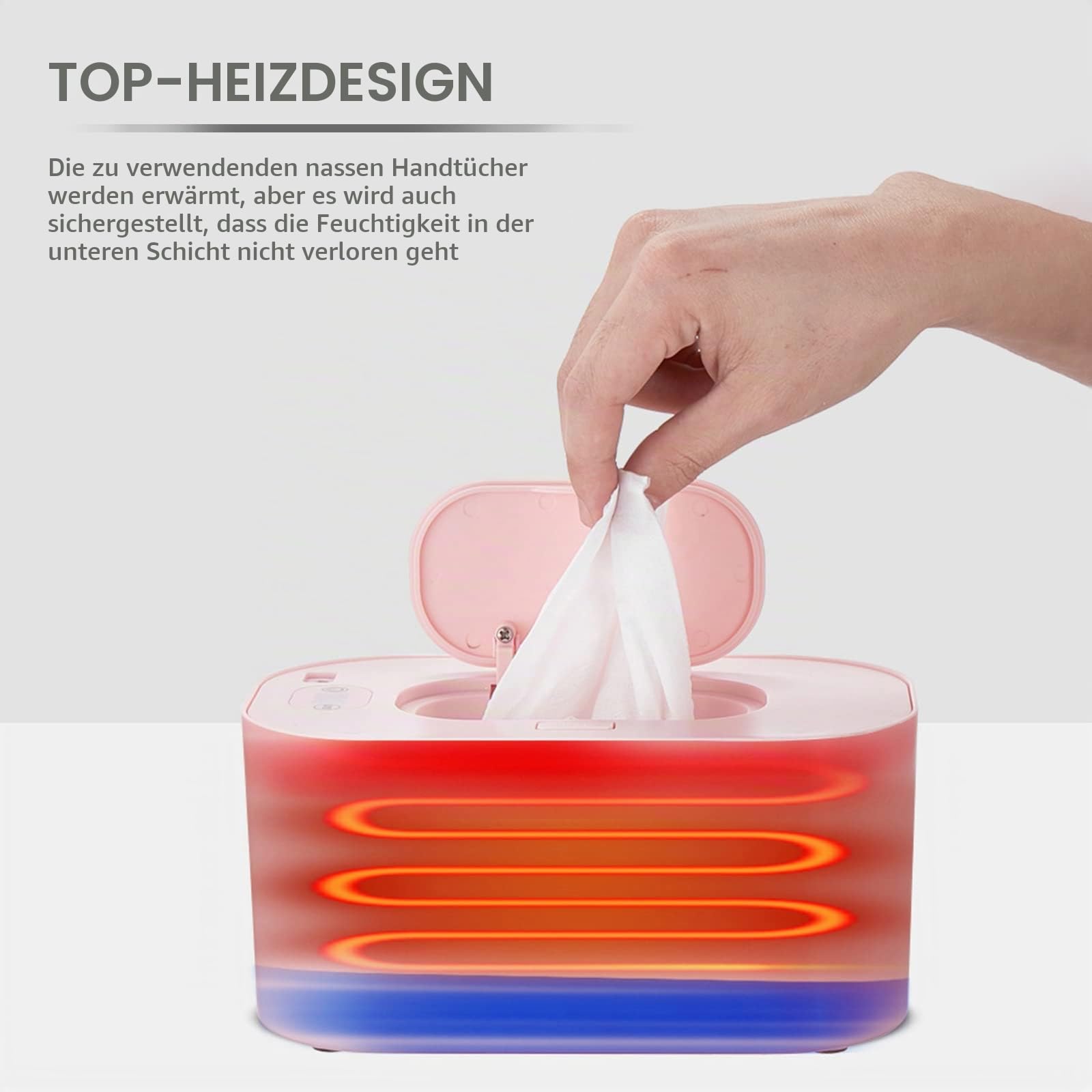 USB Feuchttuchwärmer für Babys, Große Kapazität Spender für Feuchttücher, 10W, 3 Temperaturmodi, Konstante Wärmefunktion, Obere Heizfunktion, Tragbar für Reisen zu Hause