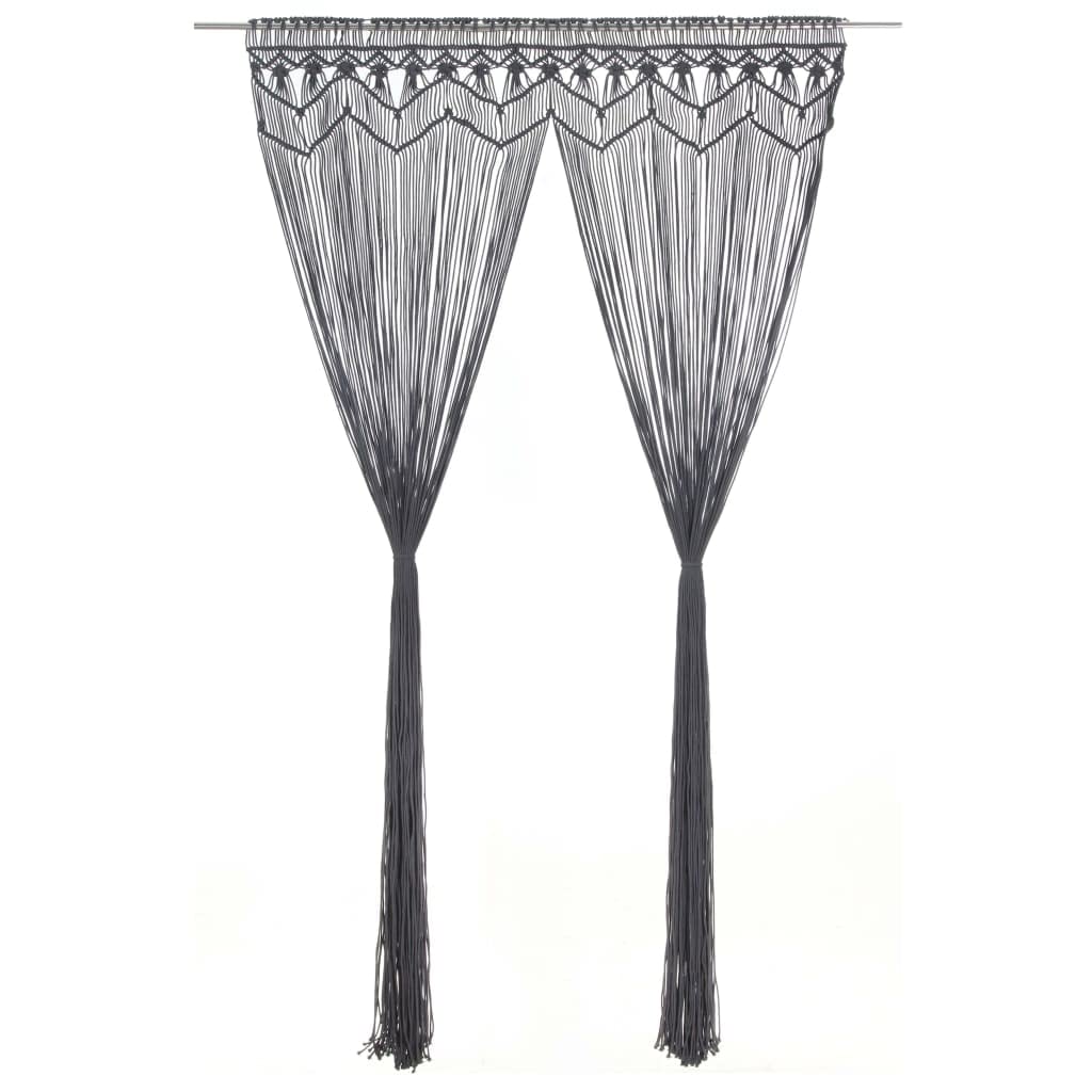 Rideau en macramé Anthracite 140x240 cm Coton Salon A | Thermique Isolant Lumiere et Anti Chaleur Rideau Fenêtre pour Chambre et Intérieur