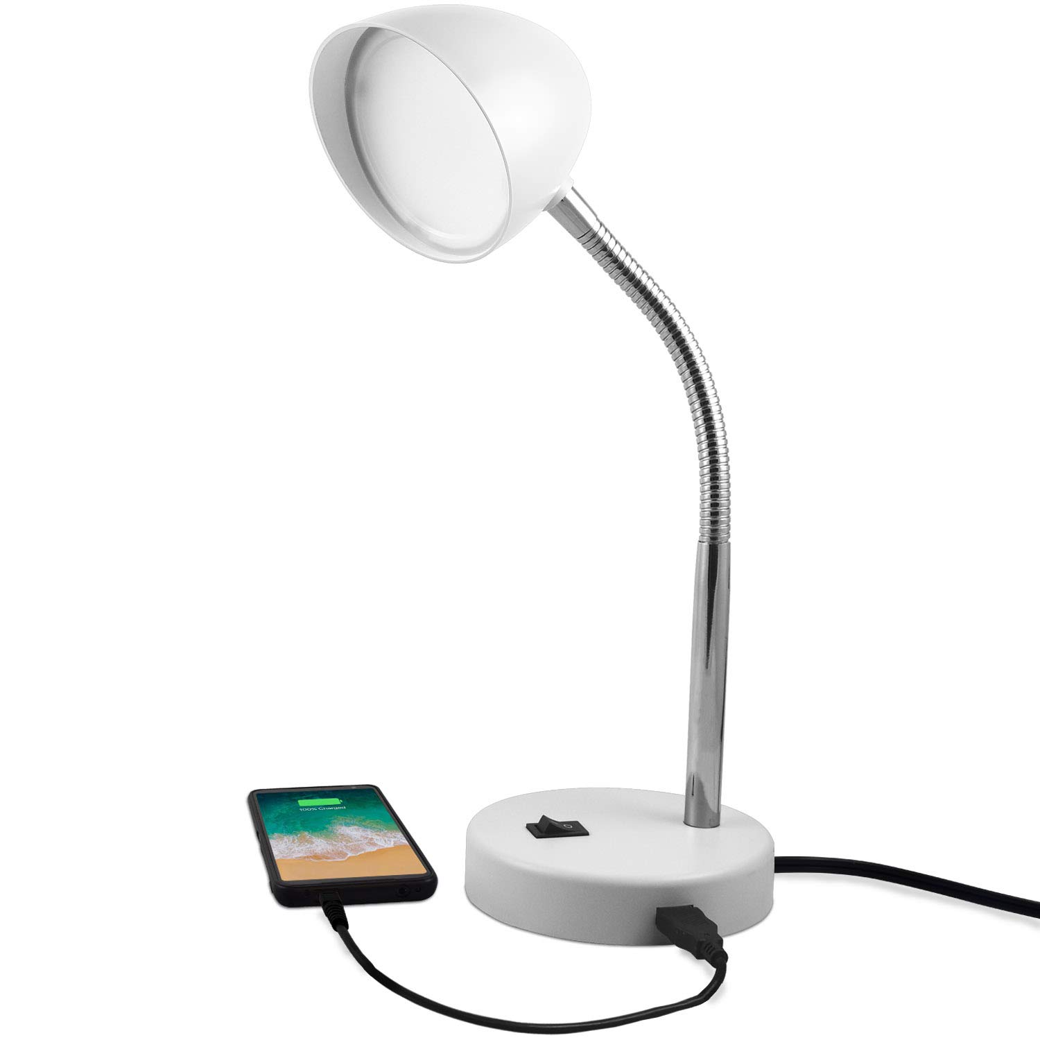 Buy MaxLite LED Desk Lamp with USB Charging Port, White Desk Lamp