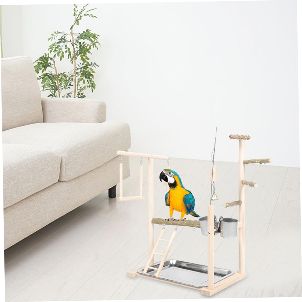 Toddmomy Parco Giochi per Pappagalli con Supporto da Pavimento in Plastica Stabile, Gioco Interattivo Elegante per Pappagalli e Cocorite, per Decorazione della Casa