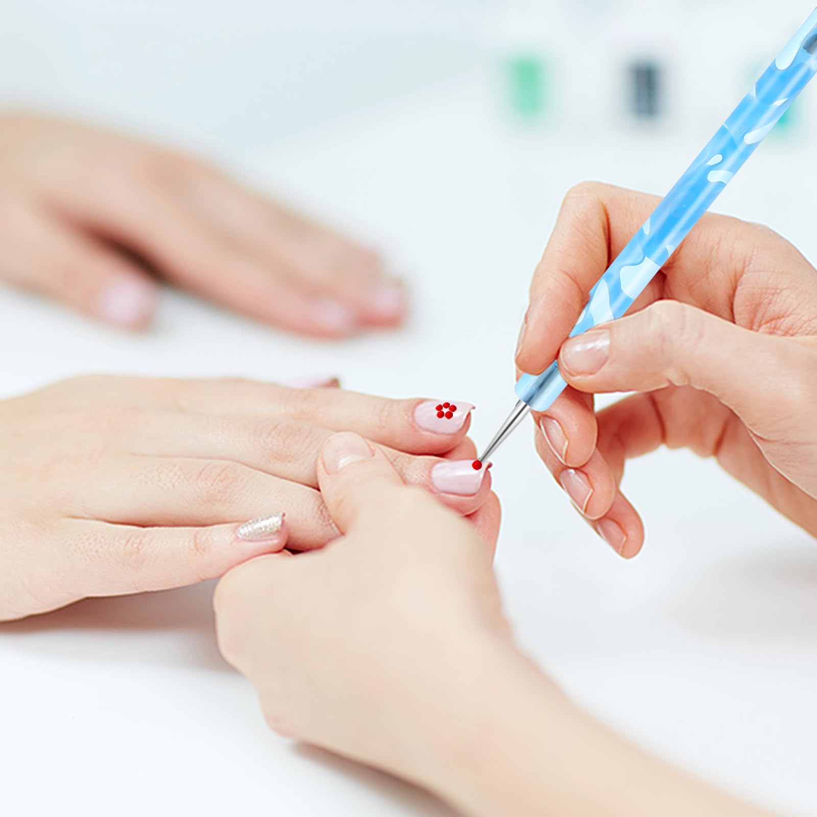 Zestaw 5 dwustronnych narzędzi do zdobienia paznokci, zestaw dwustronnych narzędzi do zdobienia paznokci, do manicure, kropki, do malowania żelowego lakieru, niebieski