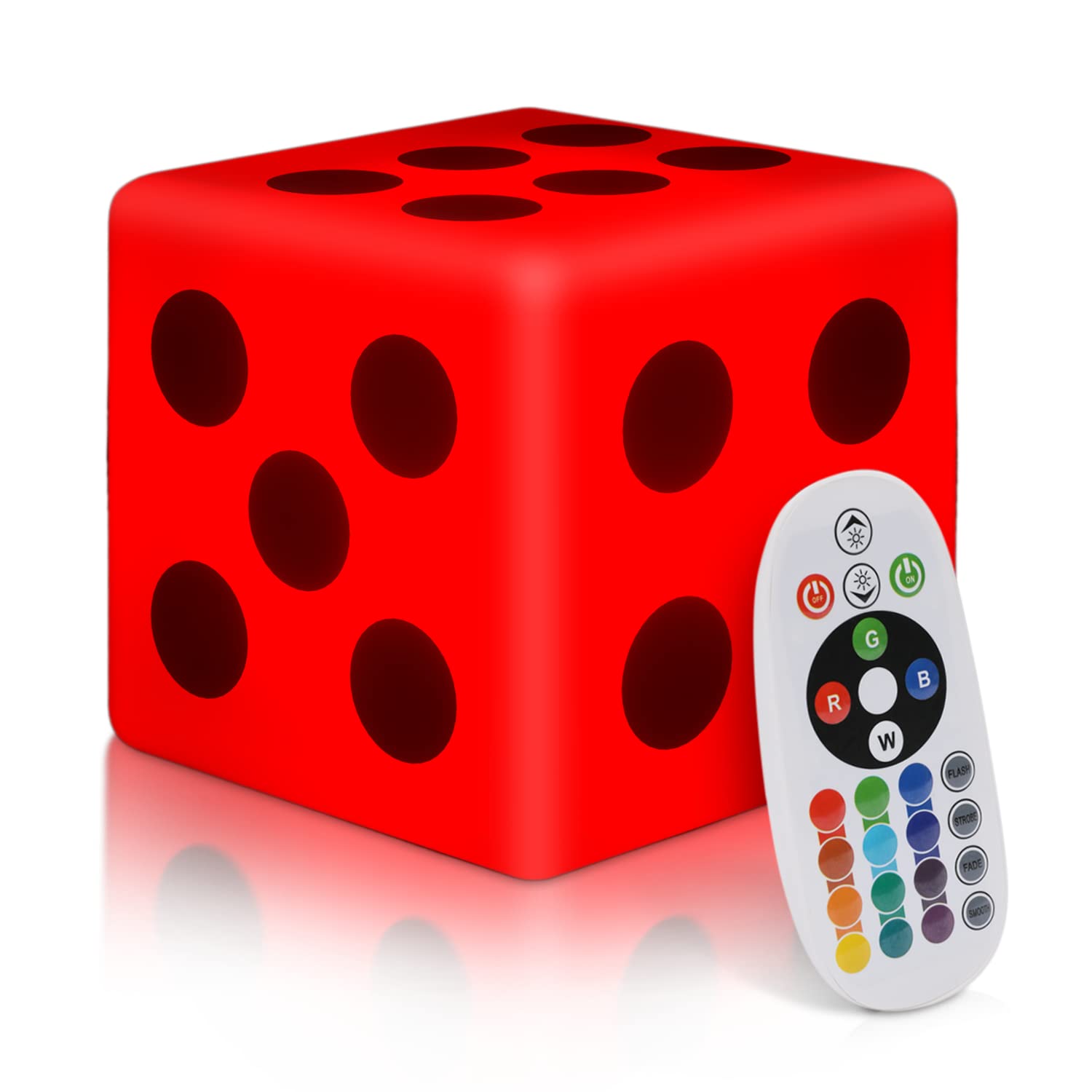 MoNiBloom 6-Inch Led Cube Dice Light 16 Color-Changing Dimmable LED Night Light Mood Lamp, Rechargeable Pub Decorative Ambient Ligh, Waterproof Glowing Neon Cube with Remote for Home Patio Party