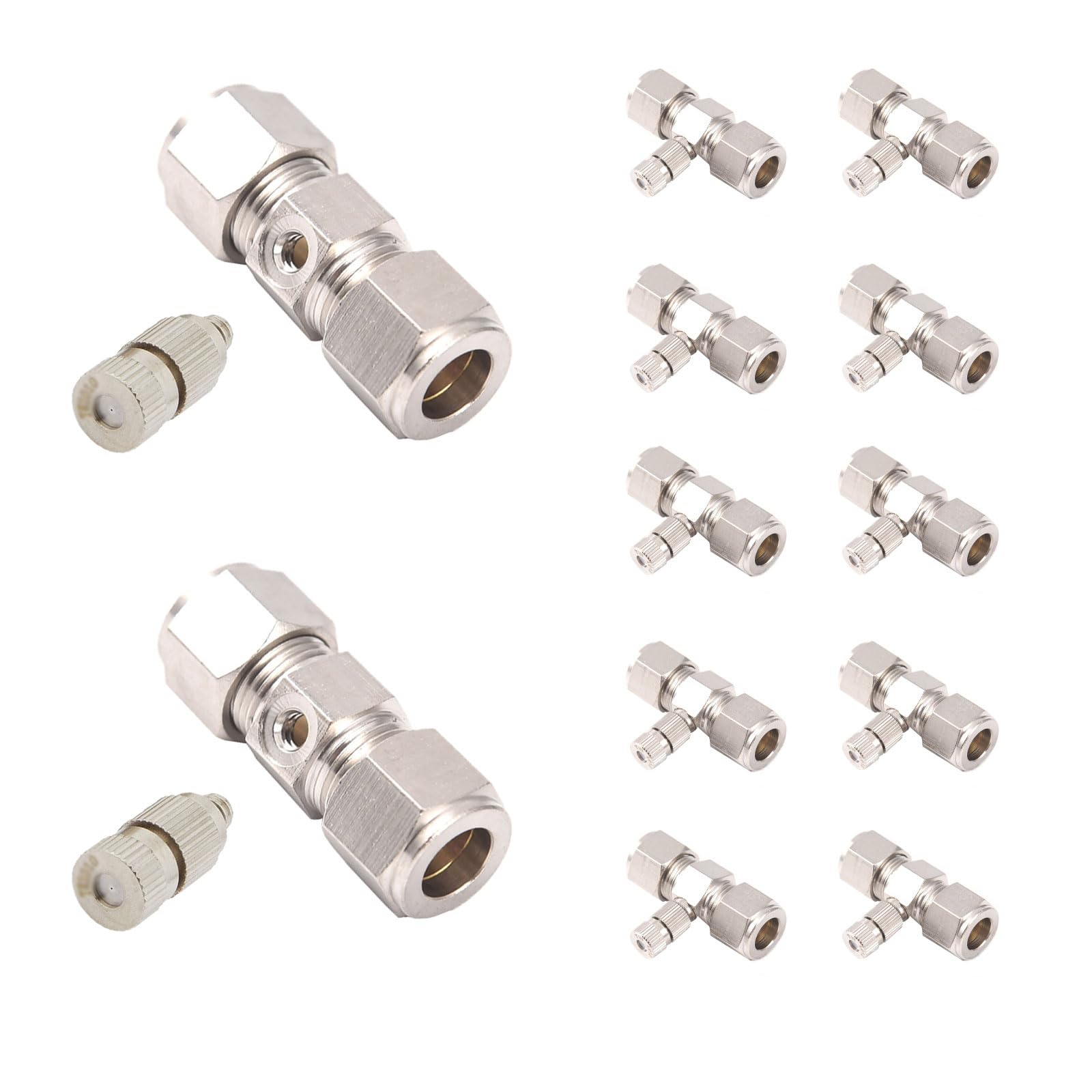MGNSJGYXN Misting Nozzle Adjustable Brass Atomizing, 10 Pack High Pressure Brass Misting Nozzles, 3/8 inch Quick Connector, 0.1-1.0mm Orifice(Orifice 0.4mm)