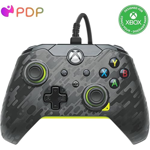 PDP Wired Xbox Gaming Controller: Gamepad Licensed for Xbox Series X|S, Xbox One, PC, Audio Controls, 8ft Cable, 3.5mm jack, Mappable Buttons/Triggers, Companion App: Electric Carbon Grey/Yellow