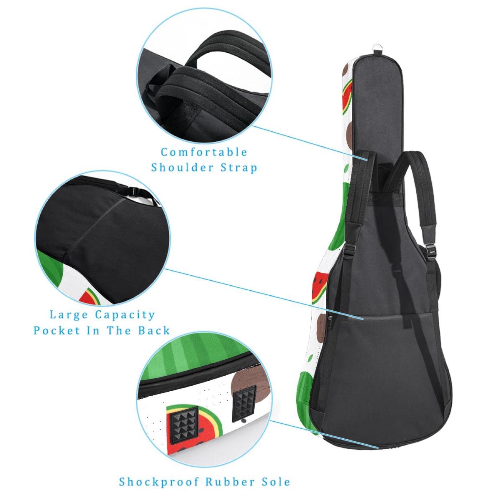 Torba na gitarę akustyczną wodoodporna gitara plecak gruby miękki wyściełany kolorowy owoc klasyczna gitara obudowa, kolor1, 42.9x16.9x4.7 in, Organizer do torby