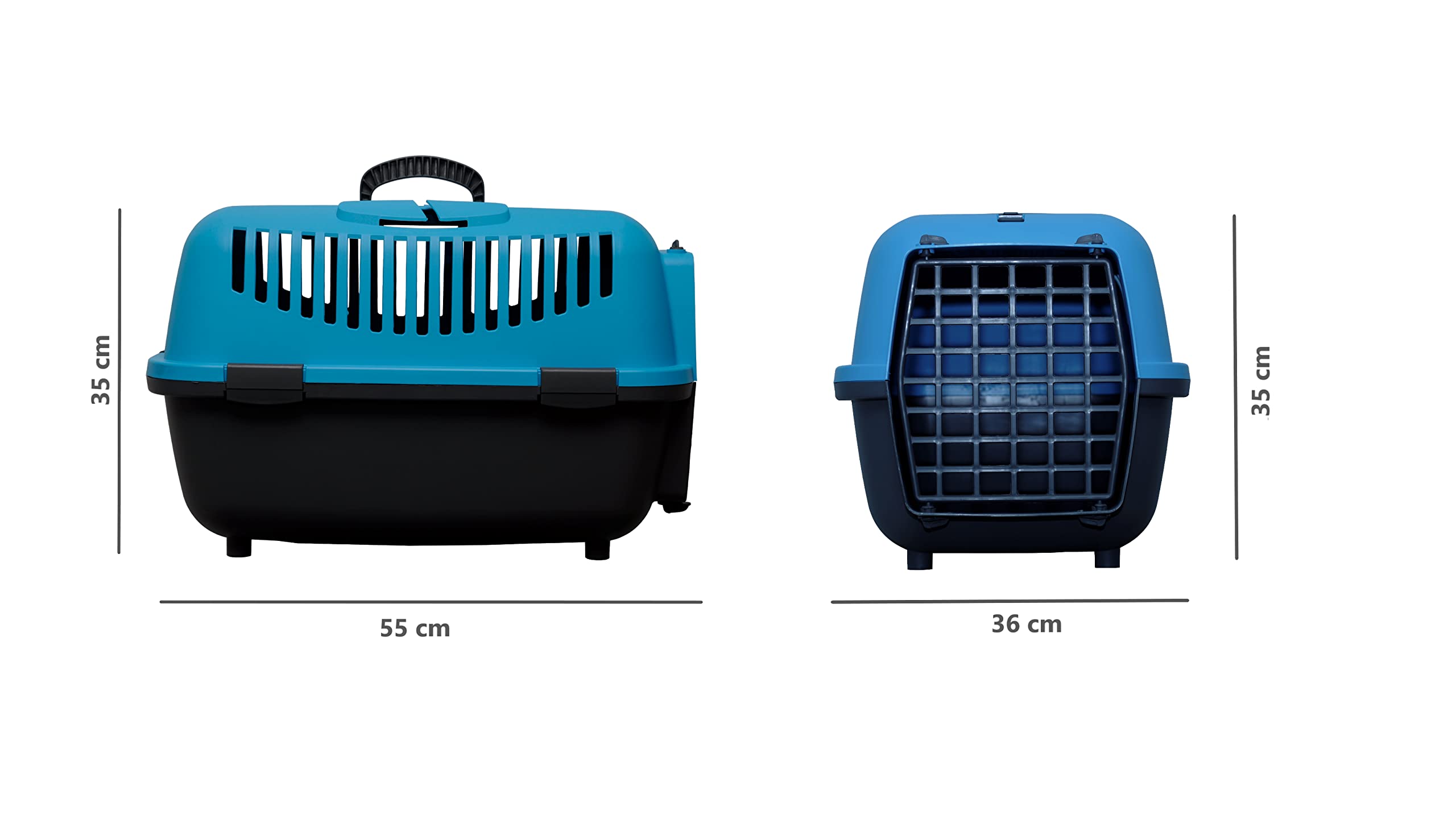 Nomade 2 Transportbox Katze und Hundebox - Transportbox für kleine Hunde und Katzen - 55 x 36 x 35 cm - Kann bis zu 8 kg tragen. Robustes Polypropylen. Türen aus Kunststoff