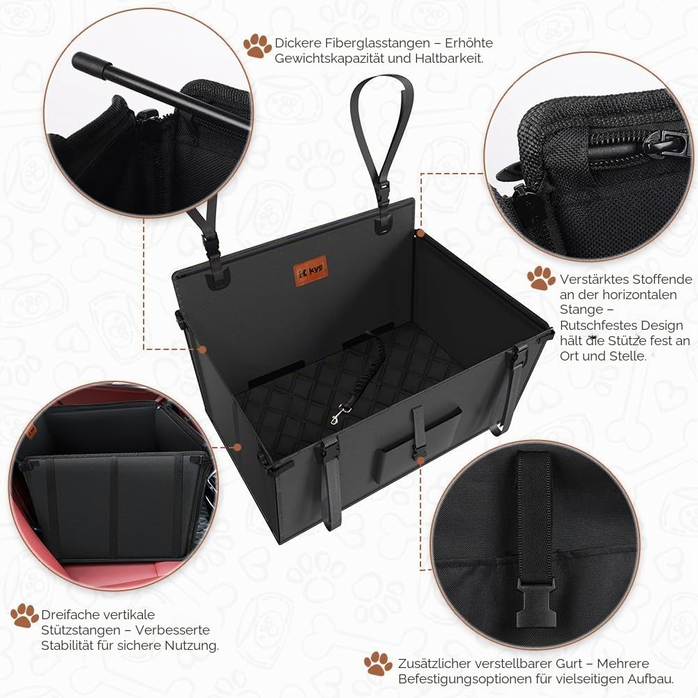 KYG Autositz Hunde Extra Stabiler Wasserdichter Rutschfester Haustier hundesitz Auto rückbank Kratzfester mit 4 Befestigungsgurten für die Rückbank Verstärkter Hundesitz Auto L 70x55x36cm
