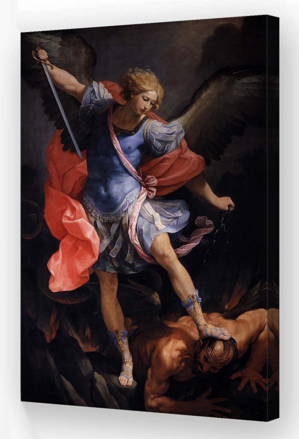 Wallpicss Angel Poster Framed Wall Art The Archangel Michael Defeating Satan Famous Paintings Prints Religious Canvas Artwork Wall Decor 12x18 inches