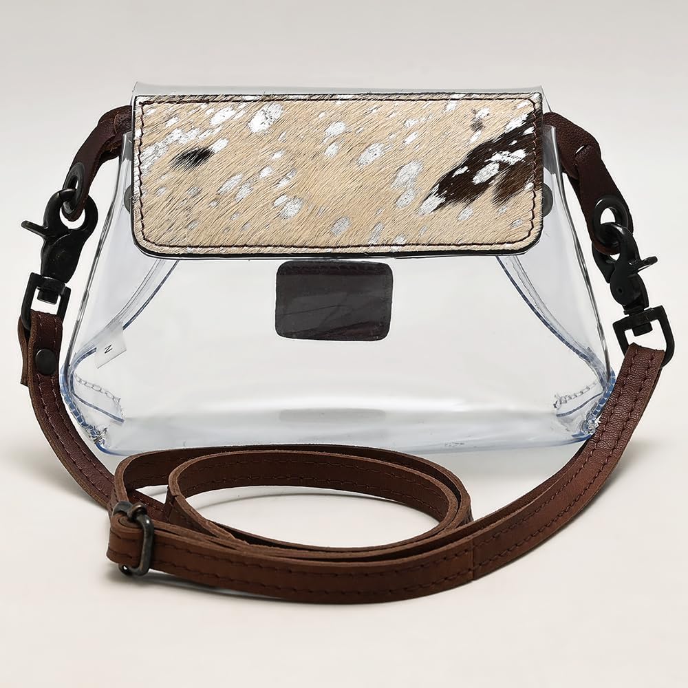 Ameran Darling Women's Clear Bag Western Hair On Genuine Leather Handbag and Ladies Purse