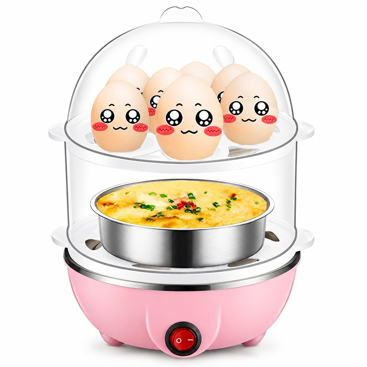 Jyoaa Egg Boiler Double Layer Multifunction Electric Egg Boiler Automatic Off Egg Cooker, Poacher, Steamer and Milk Boiler with Measuring Cup (Multicolour, 4 Eggs)-picture-26