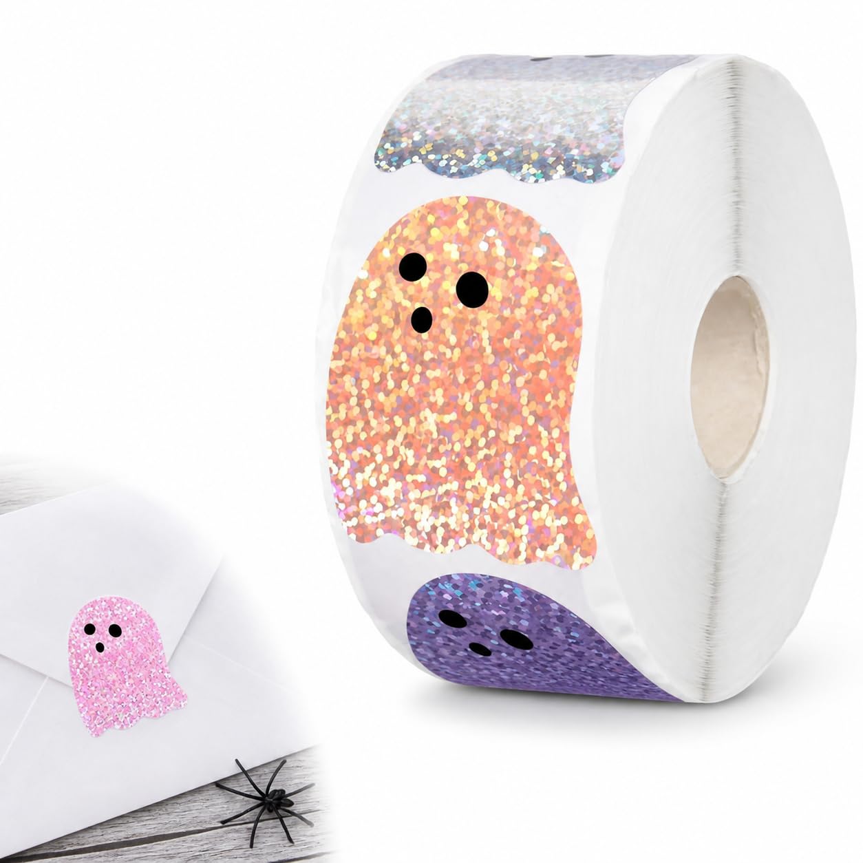 Halloween Decoration Stickers, Colorful Ghost Party Favor Stickers for Gift Wrapping, Packaging and Envelope Seals