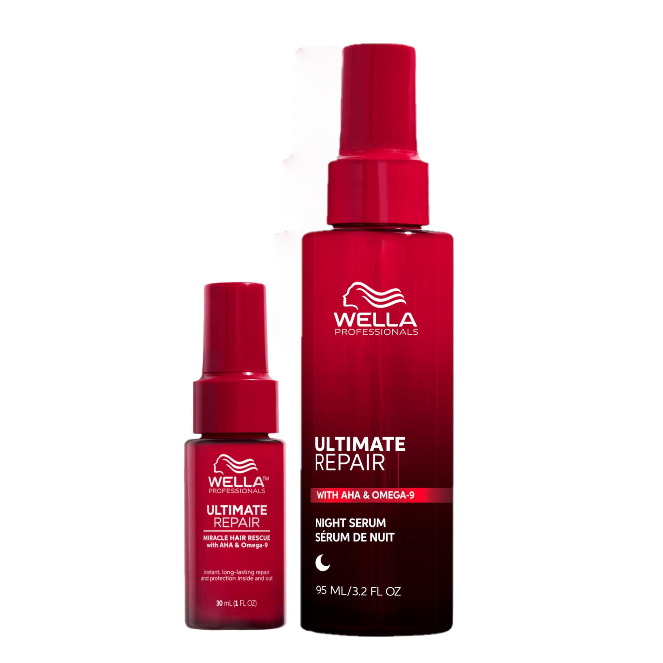 Wella Ultimate Repair Set – Nacht-Serum & Miracle Hair Rescue Leave-In für Reparatur, Anti-Frizz & Anti-Spliss – 95 ml Serum & 30 ml Spray