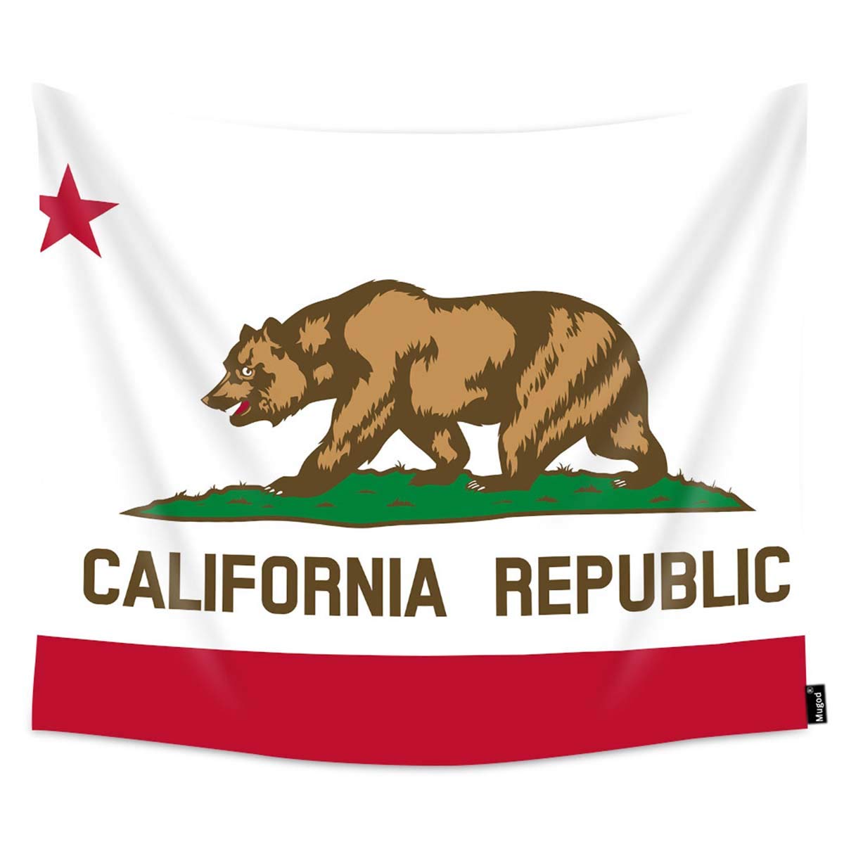 MugodFlag Tapestry State of California Republic Flag for Bear and Star Design Home Decor Tapestry Wall Hanging for Bedroom Living Room Dorm, 60WX40H Inches