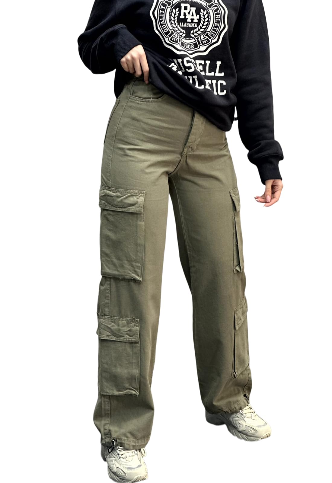 Cargo Pants for Women - High Waist Wide Leg Trousers with Pockets Y2k Trendy Casual Baggy Parachute Pants