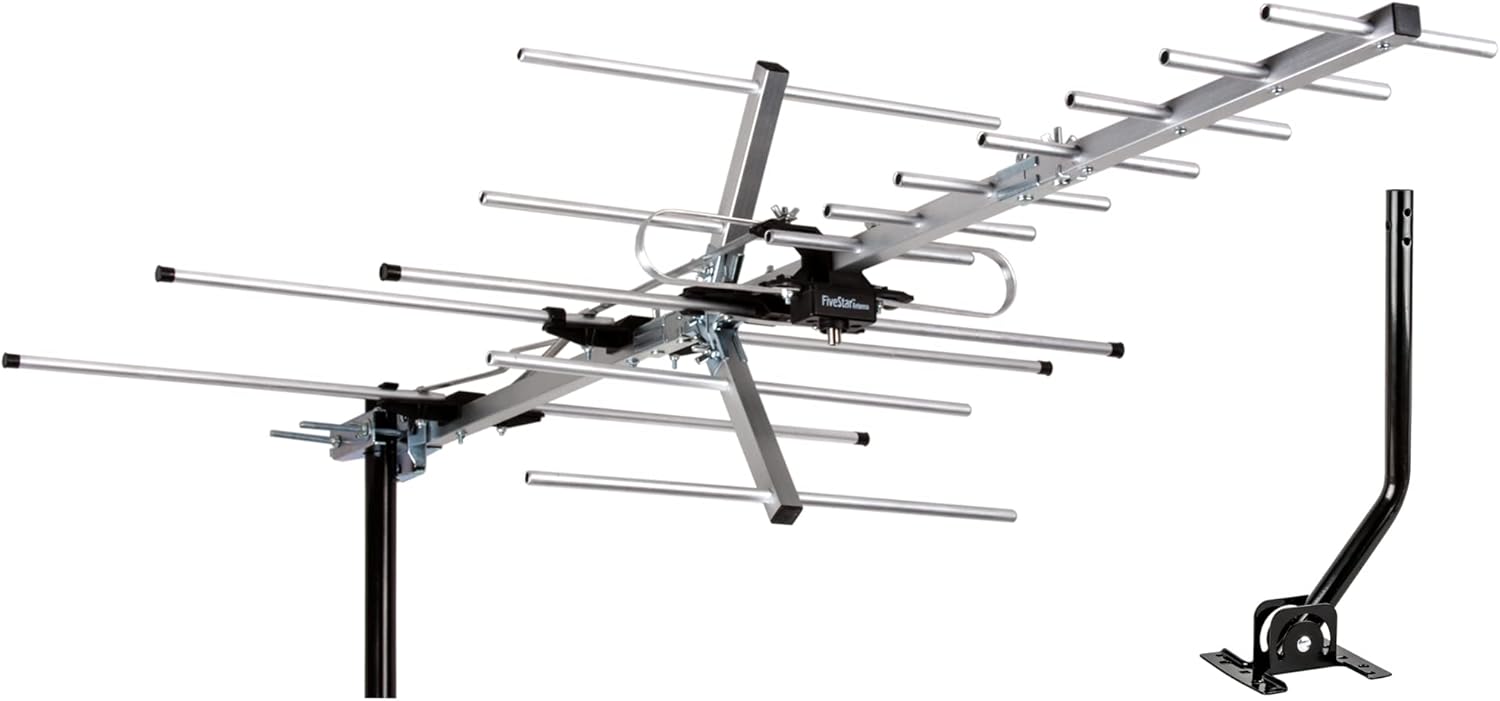 Five Star TV Antenna Indoor/Outdoor Yagi Satellite HD Antenna with up to 200 Mile Range - Attic or Roof Mount TV Antenna