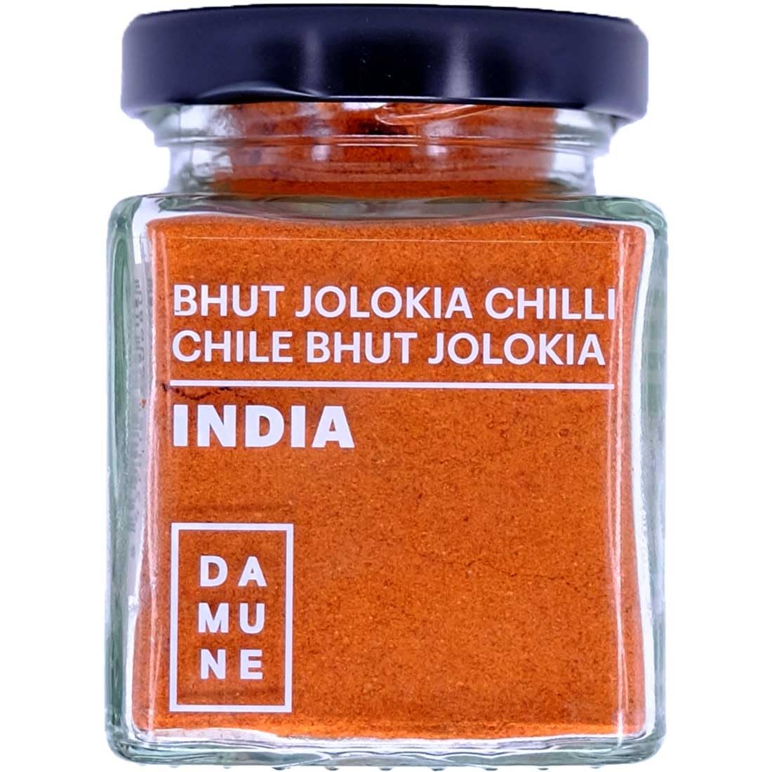 DAMUNE Chiles del Mundo (45g/Tarro): Carolina Reaper Molido, Bhut Jolokia Molido, Scorpion Trinidad Butch T Molido, Savina Rojo Molido, Chipotle Molido & Jalapeño Rojo Molido