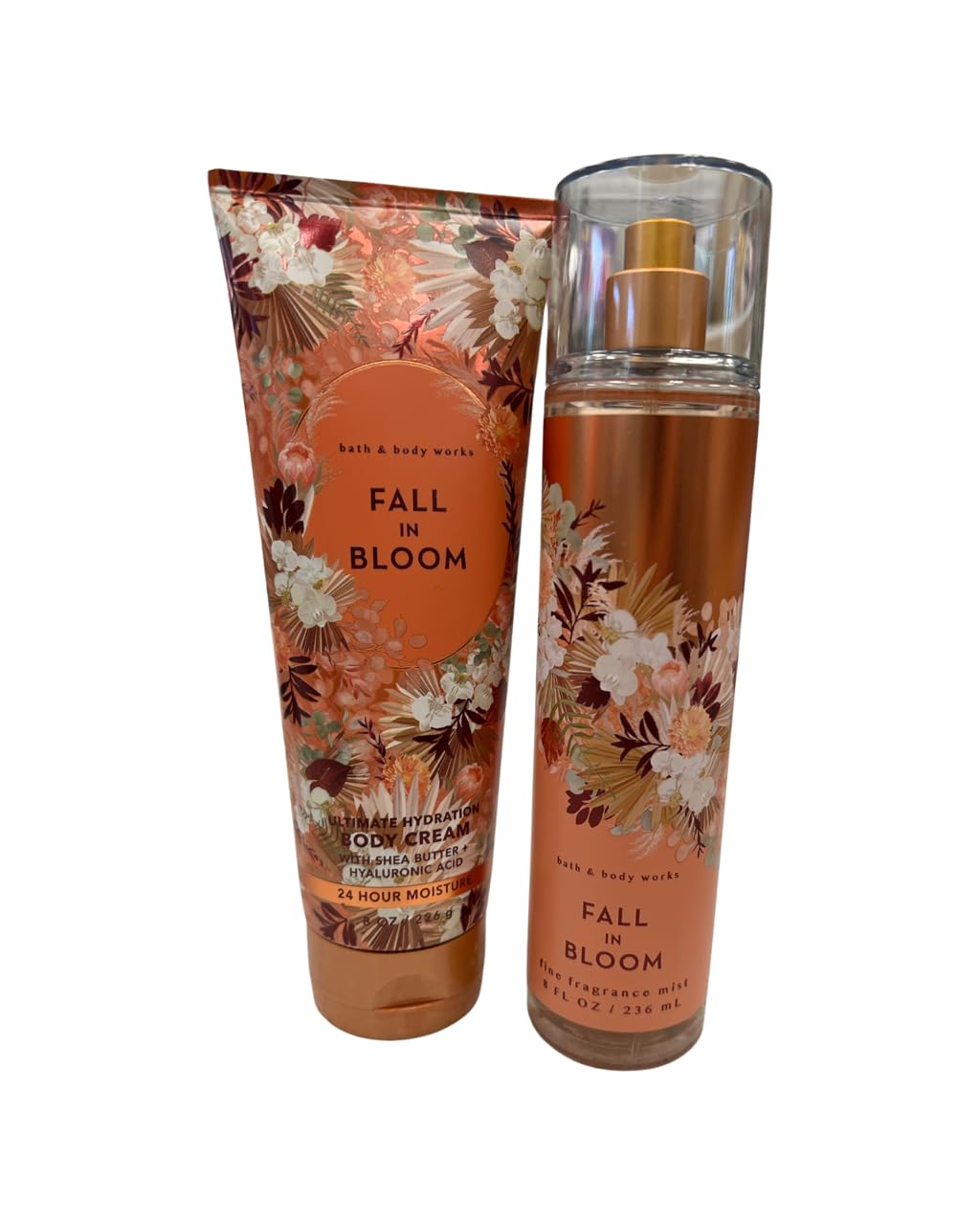 Bath and Body Fine Fragrance Mist Fall in Bloom Gift Set Bundle 8oz Fragrance Mist & Body Cream