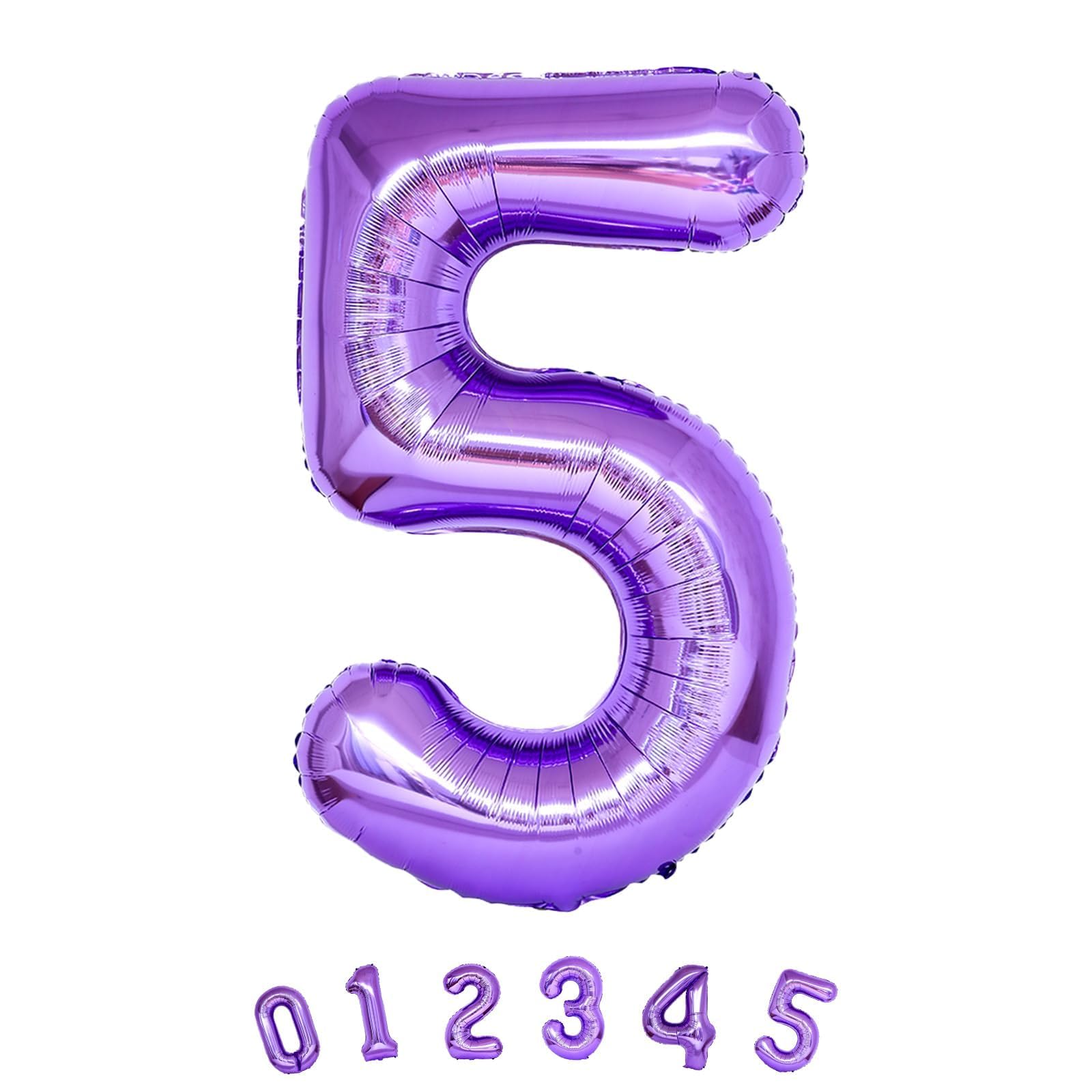 5. Geburtstag Zahlen Ballon für Mädchen, Große Folienballon 0–9 Zahlenluftballons Geburtstagsdeko, 40'' Lila Zahl 5 Luftballon für Kinder Geburtstag Party Frau Jubiläum Party Deko, Fliegt mit Helium