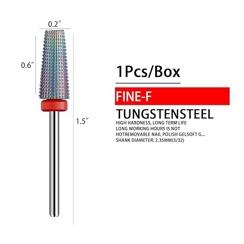 Vista 43 de Rainow - Brocas de uñas 5 en 1, uso de rotación bidireccional para zurdos y diestros, broca de uñas cónica multifunción de 3/32 pulgadas para quitar