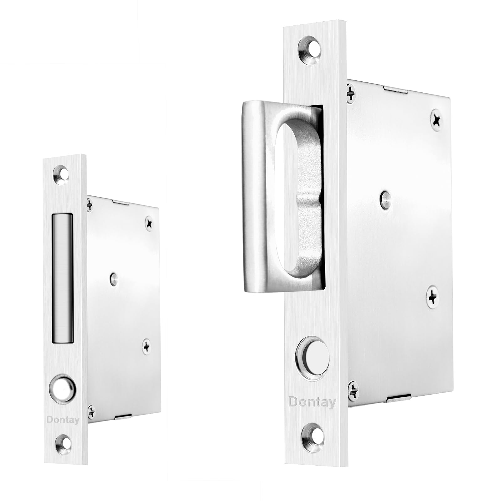 DontayPocket Door Edge Pull, Push Automatic Bounce Switch, Hidden Handle, Sliding Door Hardware, Flush Ring Pull, Easier to Grasp and Use (1, Brushed Stainless Steel)