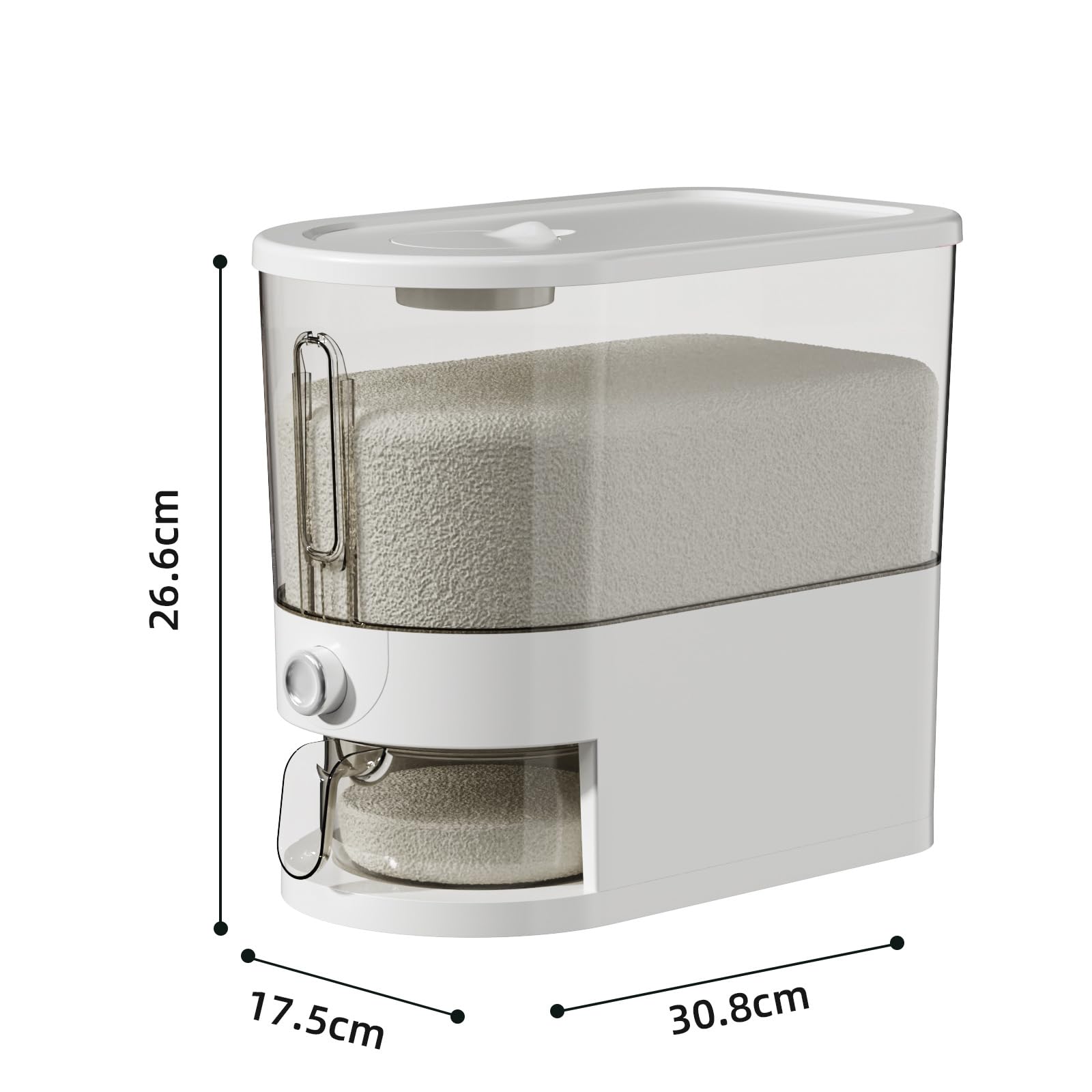 5kg Rice Dispenser, Reisspender Kunststoff mit geneigter Gleitnut Transparentes Fenster Abnehmbarer für Reis Sojabohnen Müsli