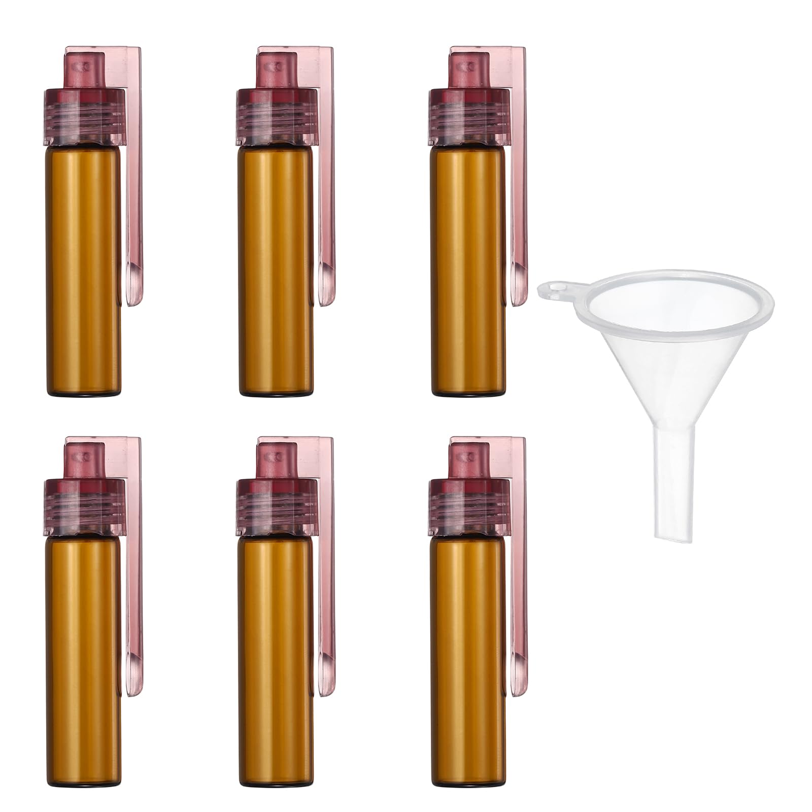 sourcing map 6 Pcs Spice Jars with Cap, 2.6 Inch Small Glass Spice Containers, Condiment Jars Set with Funnel for Home Kitchen Hotel Restaurant Storage Seasonings, Brown Bottle, Purple Cap
