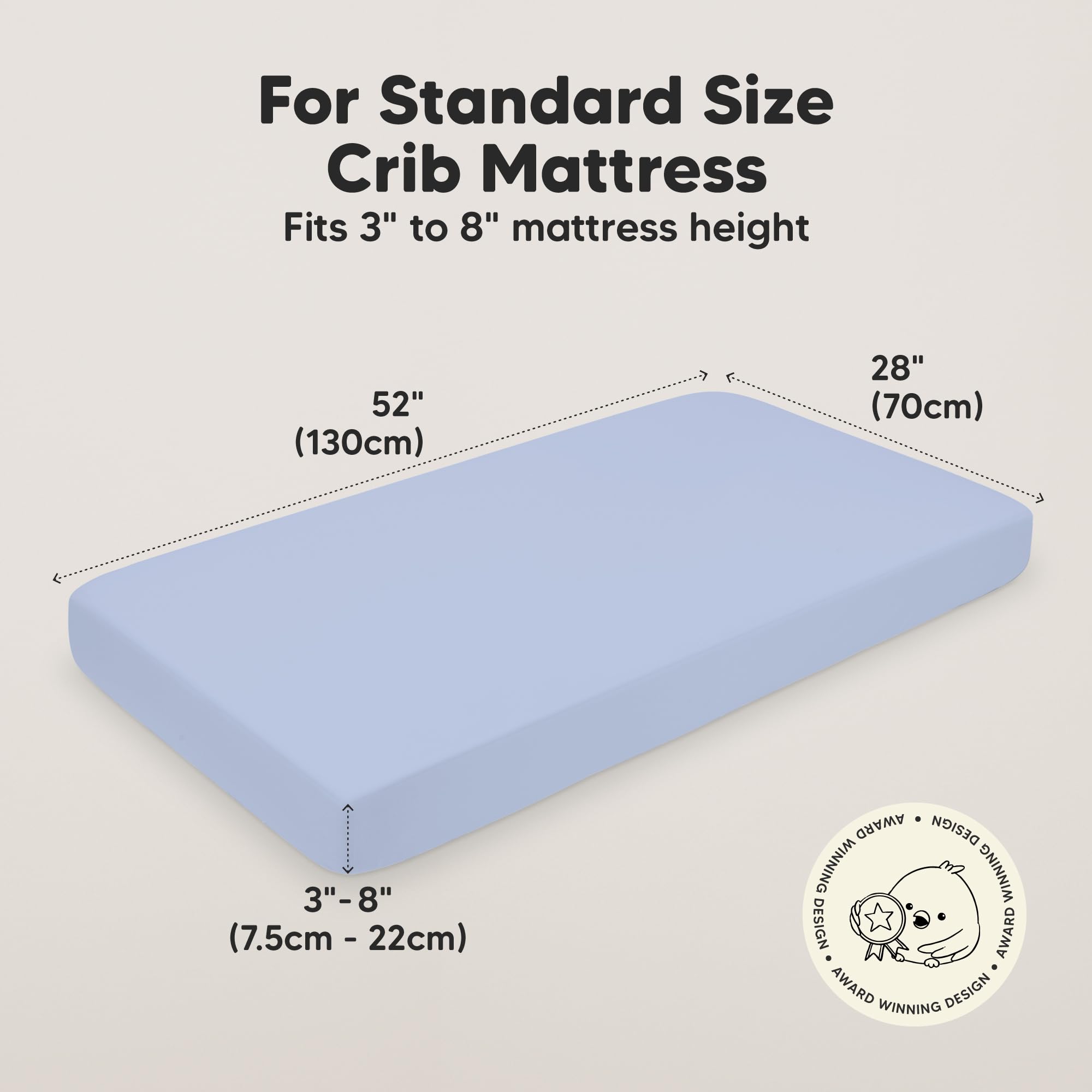Lot de 2 draps-housse pour lit bébé, draps ajustés en viscose de bambou, neutres et adaptés aux garçons et filles, compatibles avec les matelas de berceau, lit enfant et tout-petit, bleu (Blue Flax)