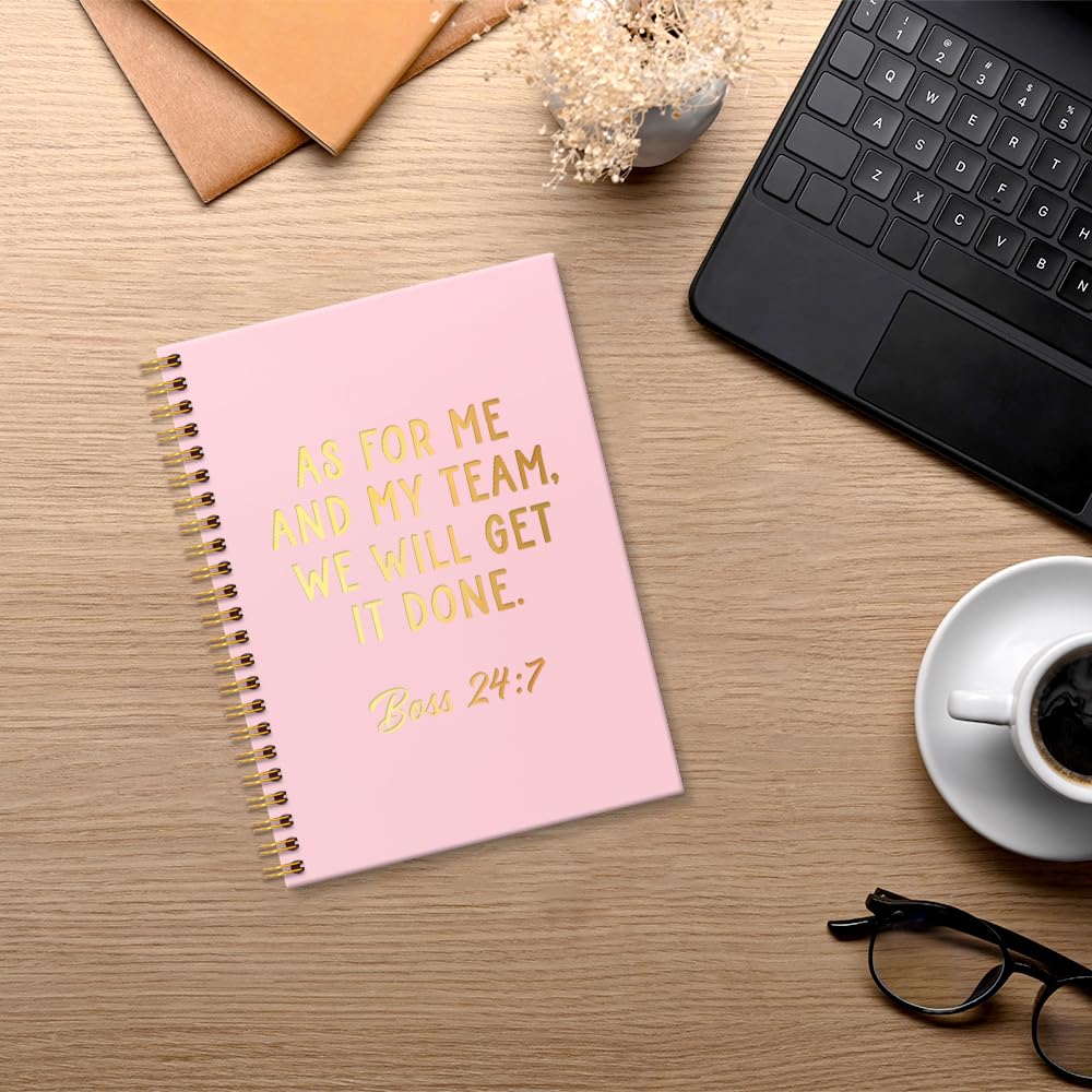 Msticey Notizbuch mit Spiralbindung, Aufschrift "As For Me And My Team We Will Get It Done", 160 Blanko-Seiten, Rosa-Gold, Geschenk für Frauen, Manager, Supervisor, Führer, Kollegen, lustiges Geschenk