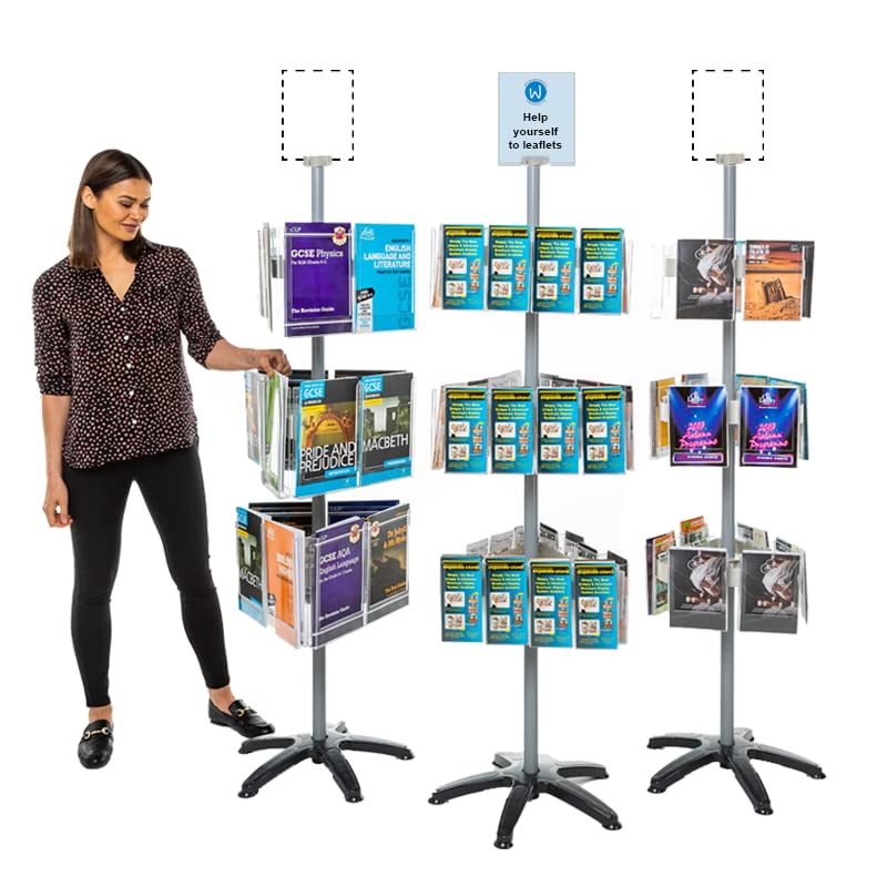Wonderwall Leaflet Holder | Freestanding Revolving Leaflet Display & Dispenser | Expanda-Stand System | (Optional Header Cap)