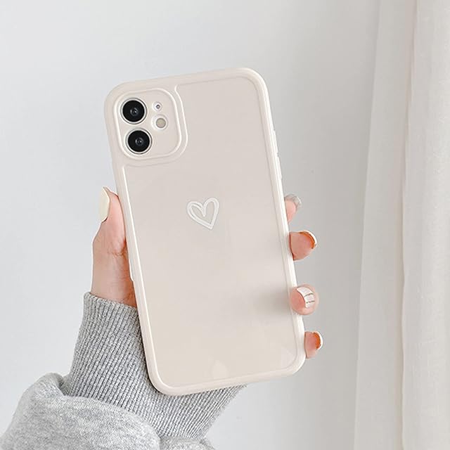 ZTOFERA Slicone Case for iPhone 11, Glossy Soft TPU Case with Simple Heart Pattern, Slim Lightweight Protective Bumper Cover for iPhone 11 (6.1") - White