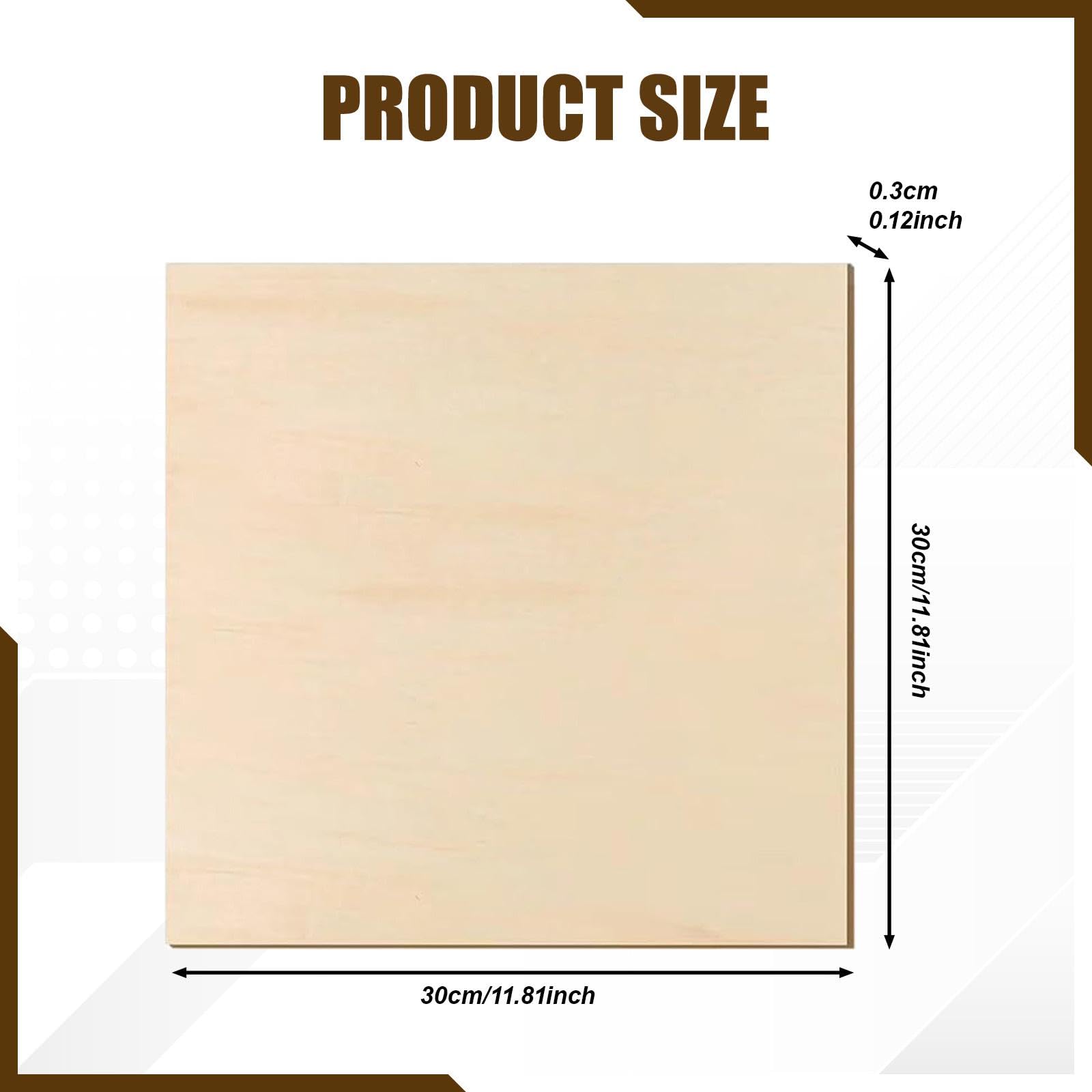 12 Piezas Hojas de Madera Natural Tablas de Contrachapado para Tallar y Pintar Corte Preciso Superficie Lijada Adecuado para Arquitectura Miniatura y, 12 Piezas, 3mm