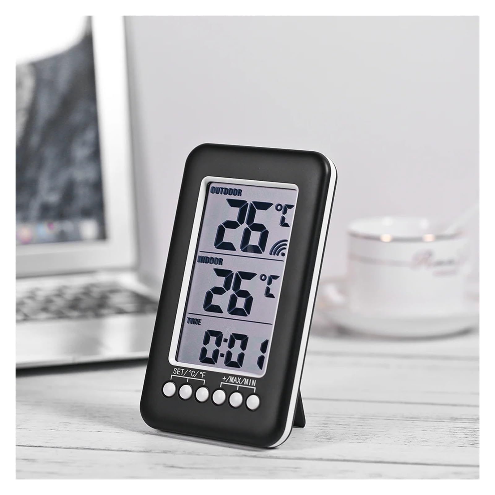 LCD Bezprzewodowy wewnętrzny/zewnętrzny termometr cyfrowy Zegar Miernik temperatury Stacja pogodowa Tester temperatury Narzędzia do testowania