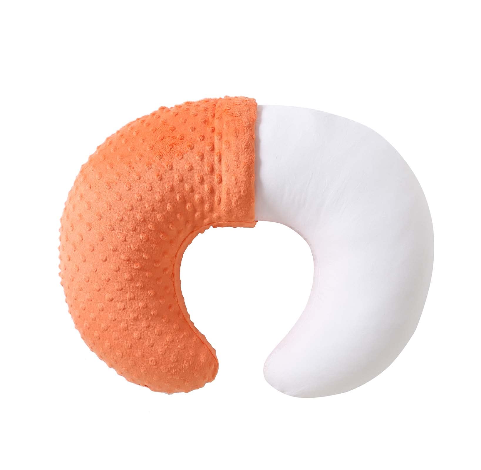 Nursing Pillow and Positioner, Breastfeeding, Bottle Feeding, Baby Sitting Support with Removable Ultra Soft Minky Cover, Tummy Time Support for Baby Boys and Girls (Orange)