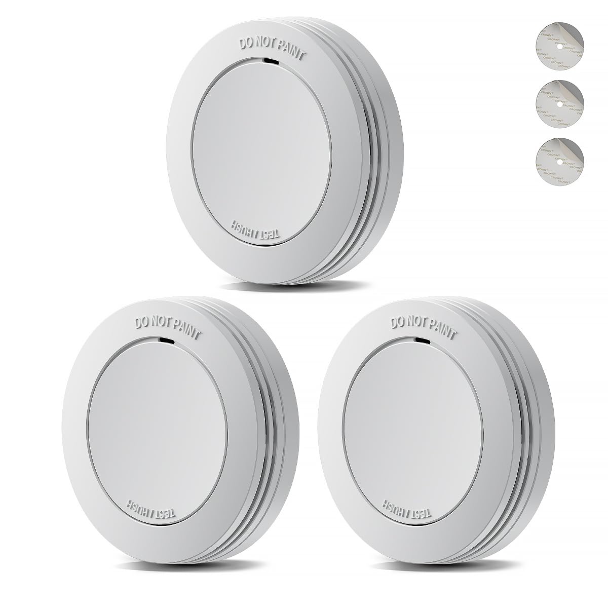 Safeliveo Detector de Humo,Alarma de Incendio autónoma, batería de 10 años, sin LED Intermitente, función de Silencio, 85 dB, con Almohadillas Adhesivas, Conforme a EN 14604, 3 Piezas