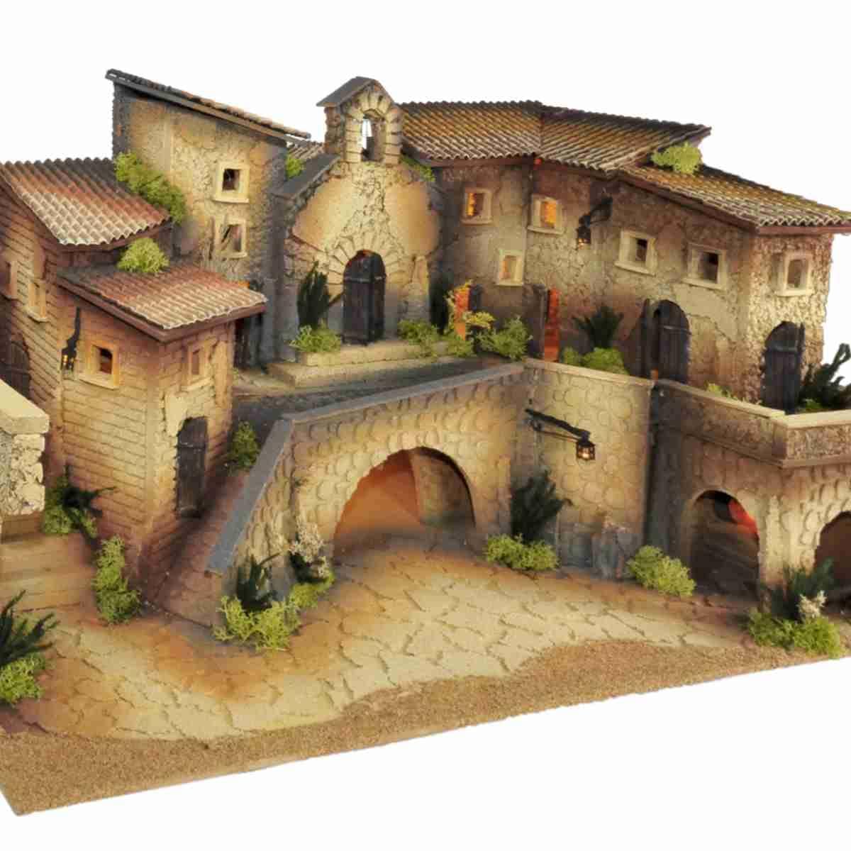 Presepe con Chiesa Adatto x statuine cm 8/6