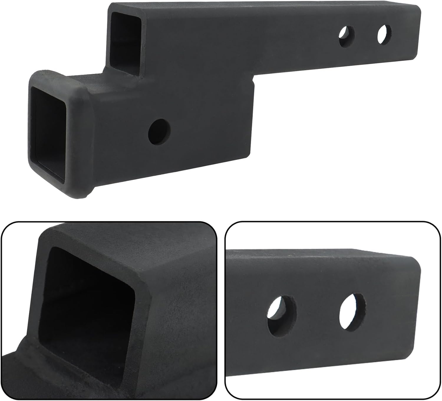 Trailer Hitch Extender for 2 Inch Receiver 2 inch Shank 7 9 Extension Length 7500lbs Capacity with 5/8 Hitch pin with 2 Inch Rise or Drop Black