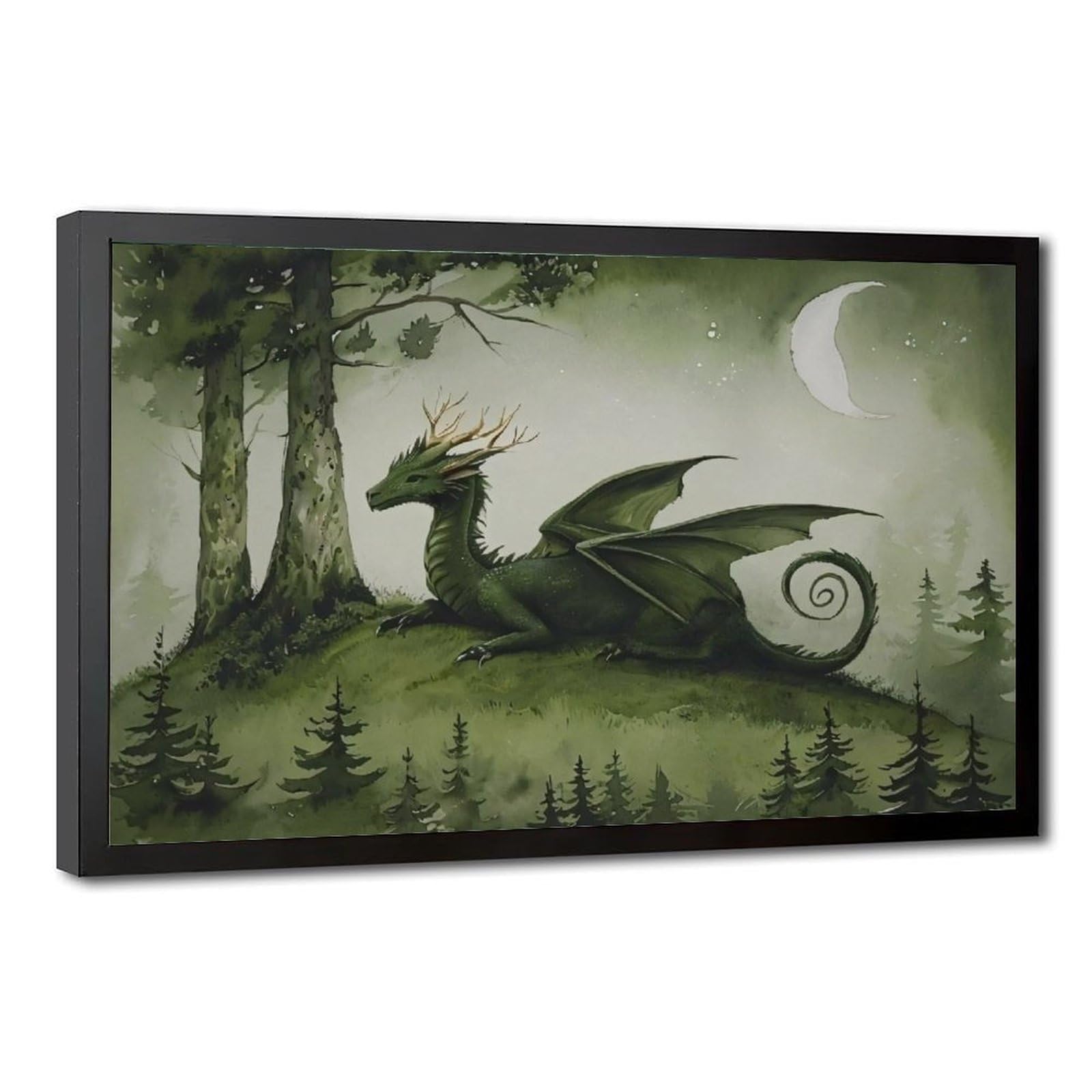 Bareronor Dragon of The Forest Poster Canvas Poster Bedroom Decor Landscape Office Room Decor Gift 24" L X 36" W