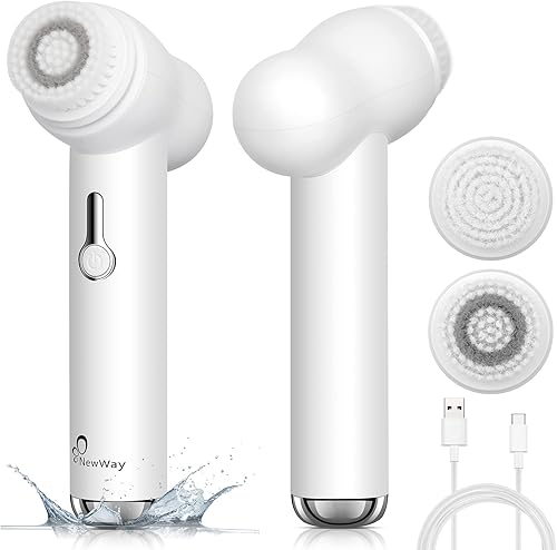Cepillo de limpieza facial recargable IP67 impermeable con 2 cabezales de cepillo cara sónica y rotación profunda cepillo exfoliante para eliminar